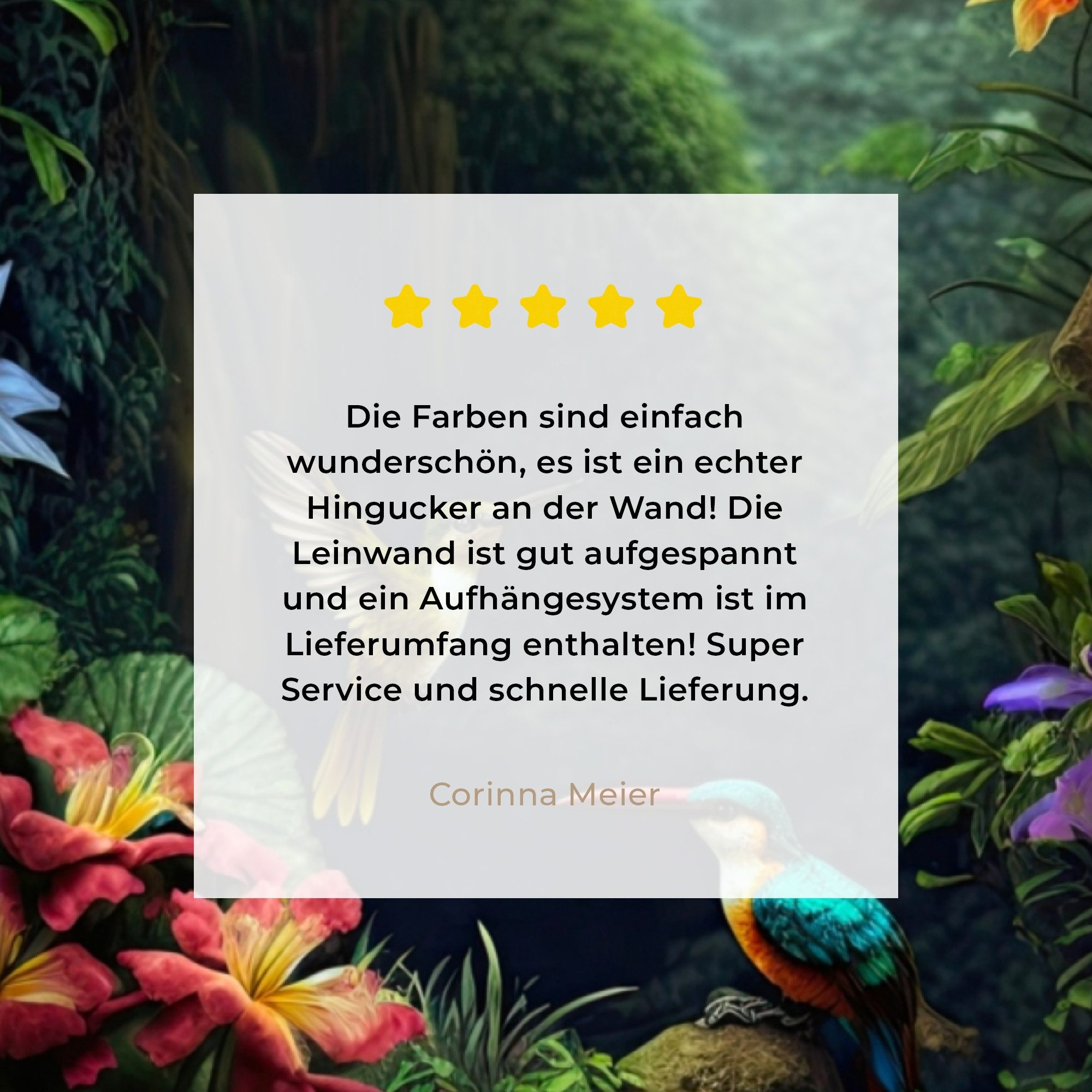 OneMillionCanvasses® Leinwandbild Blumen - Pflanzen - Dschungel - Vögel, Fotodruck (1 St), Leinwand Bilder für Wohnzimmer Schlafzimmer 30x40 cm – Bild 5 von 5