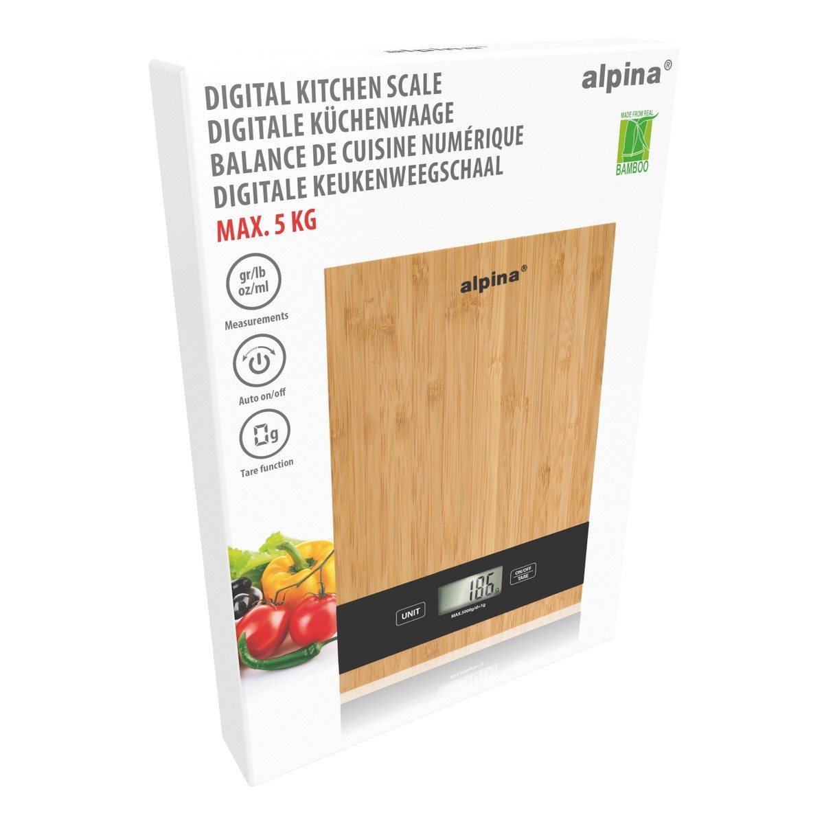 Alpina Küchenwaage alpina Digitale Küchenwaage 5kg LCD-Display aus Edelstahl