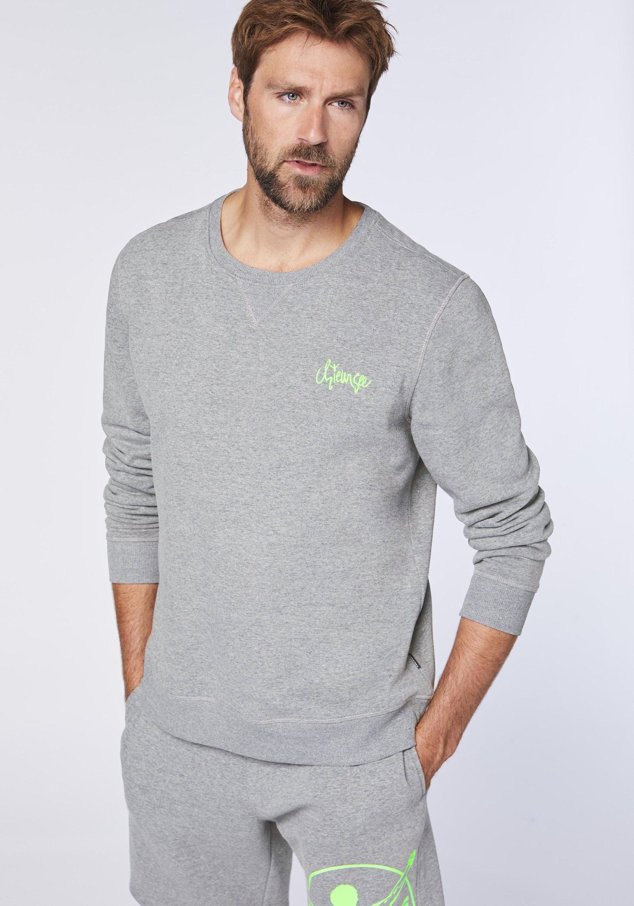 Chiemsee Sweatshirt Sweatshirt aus 1 mittel grau Logo-Print mit Baumwollmix