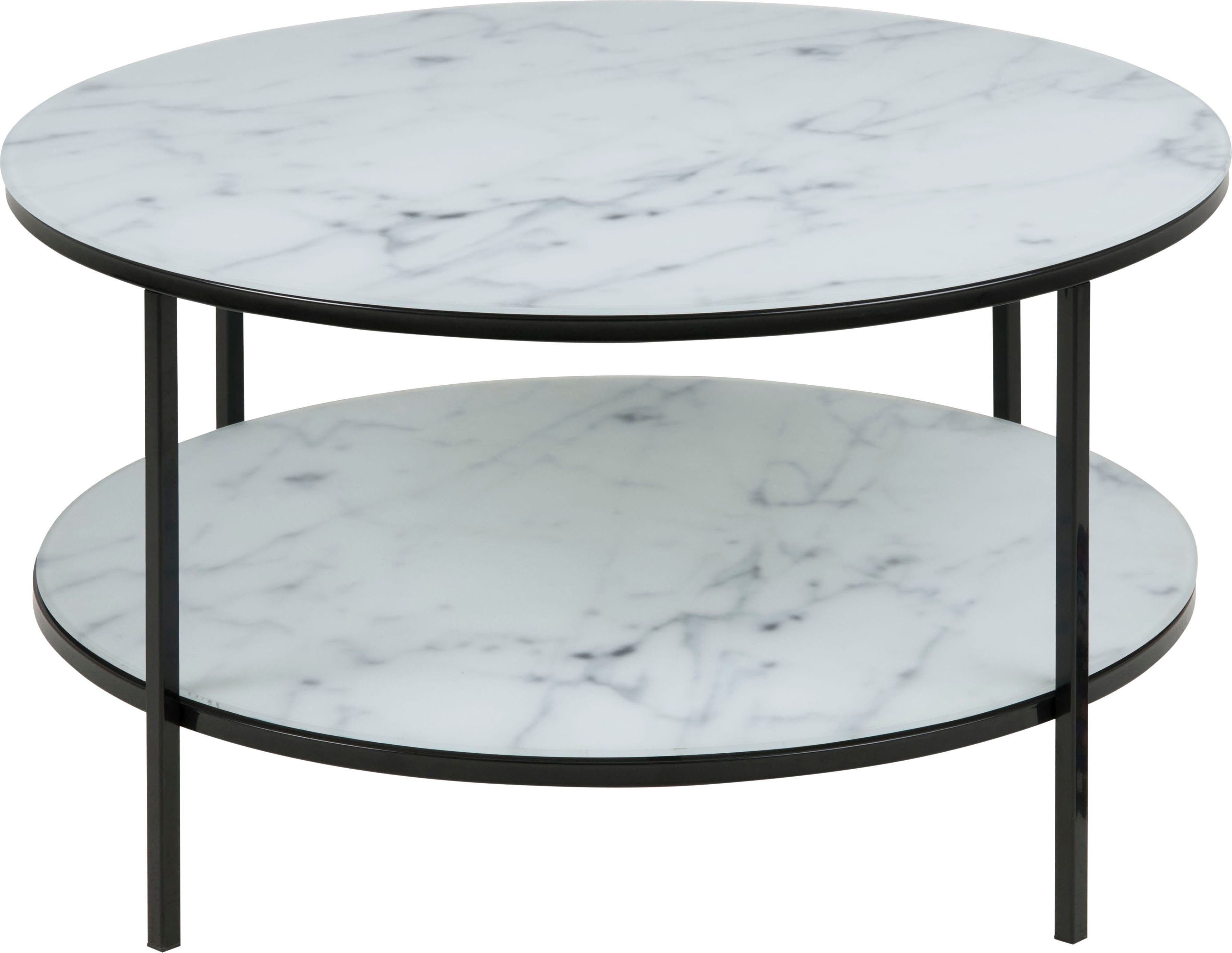 Breite Tischplatte, Couchtisch ACTONA GROUP cm Marmor schwarz/weiß 80 Guangxi Metallgestell, Alina, mit