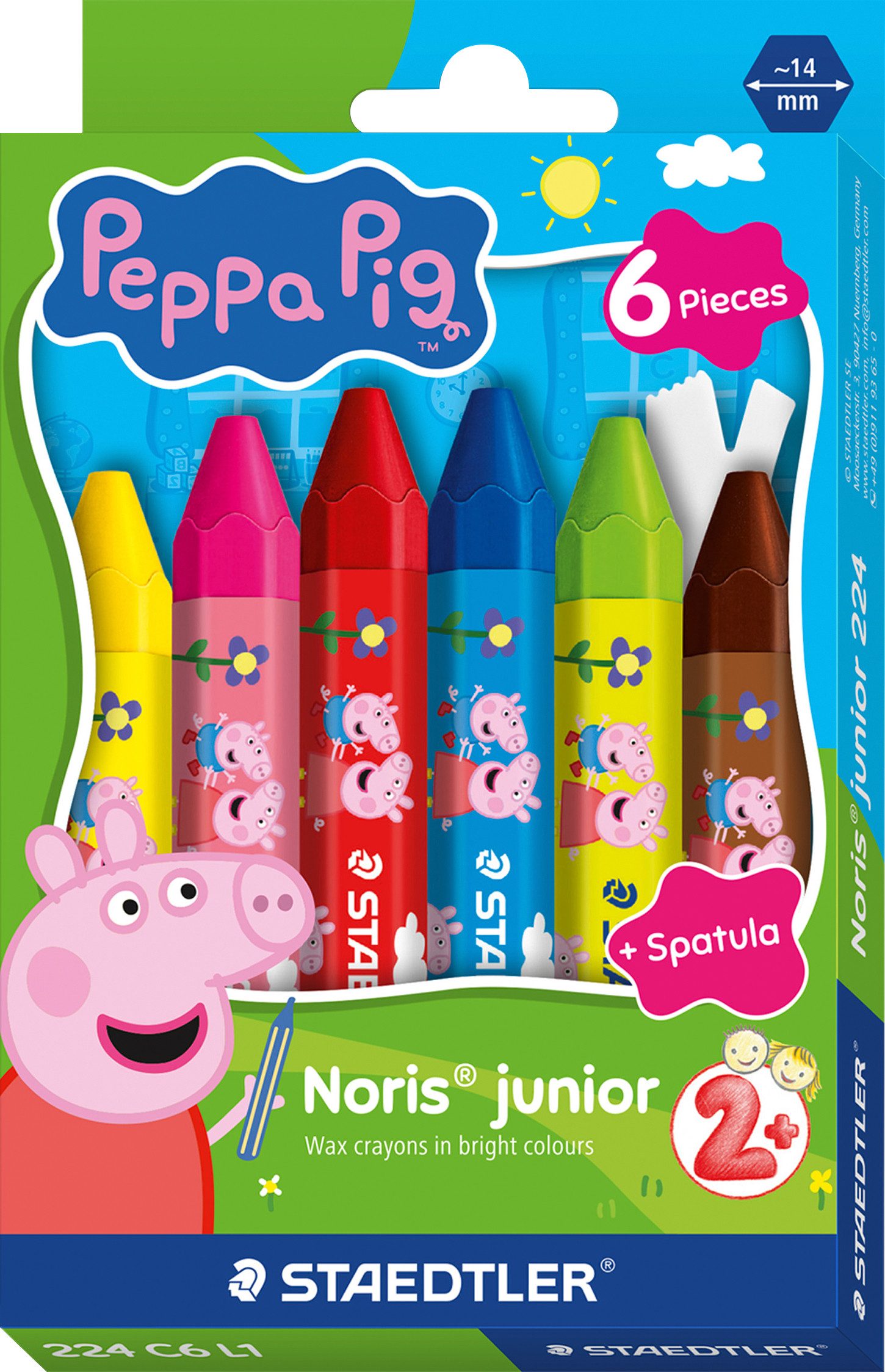 STAEDTLER Wachsmalstift Noris junior Wachsmalkreiden Peppa Pig, 12 oder 6 Farben