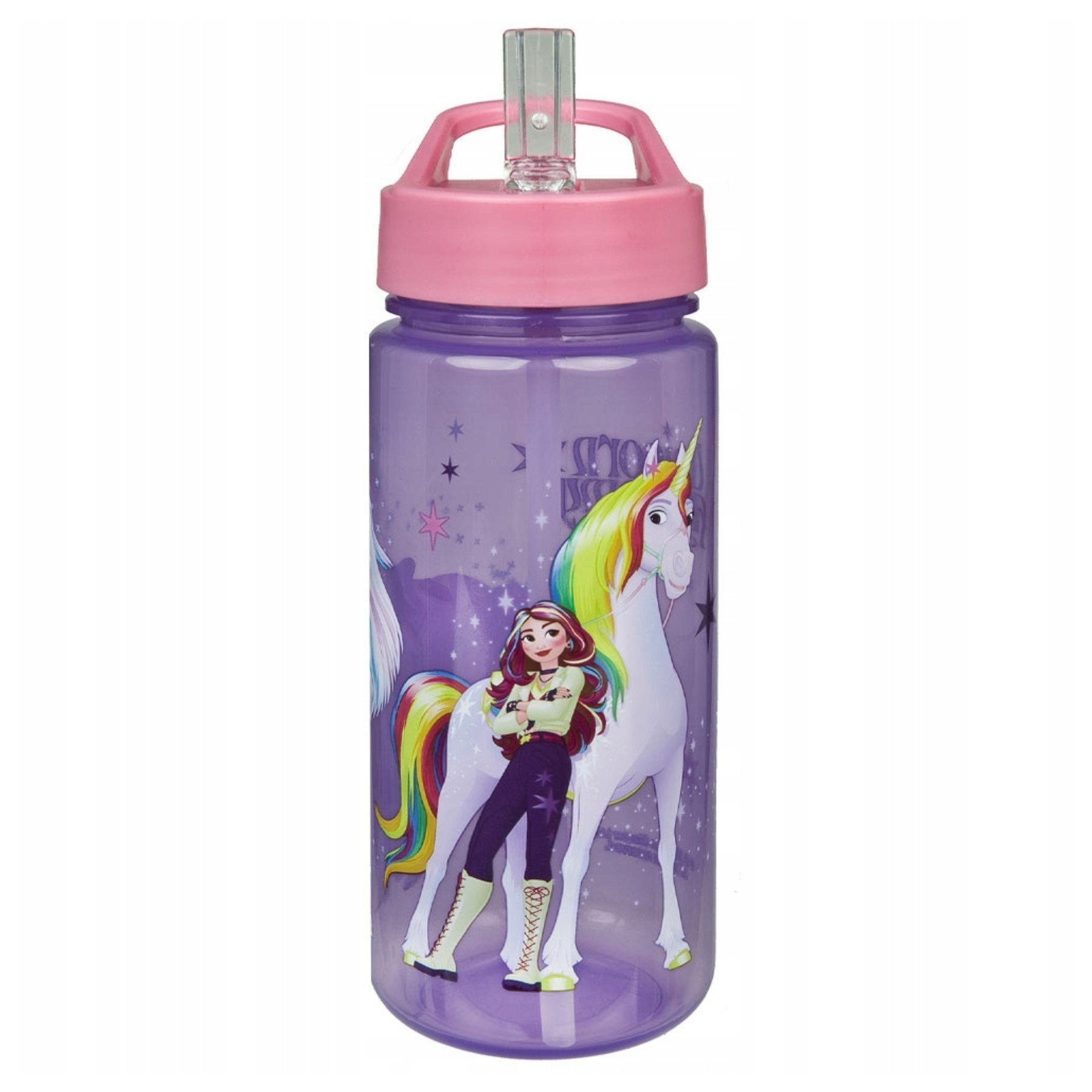 Unicorn Academy Trinkflasche Getränkeflasche Lila 19 cm leichte Flasche Schule Reise Sport