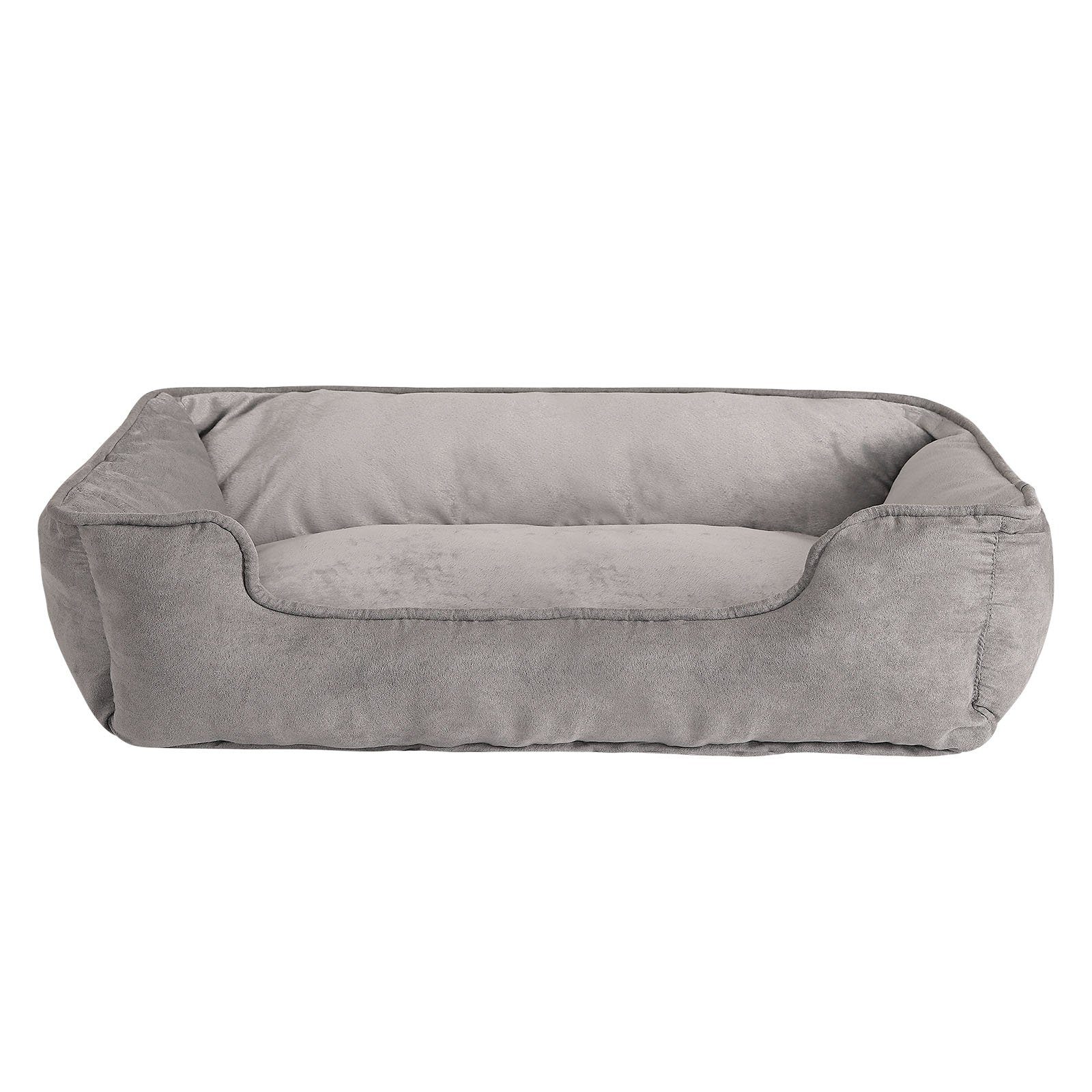 lionto Tierkissen 2-in-1 Hundebett in Wildlederoptik, mit Wendekissen, dunkelgrau/grau, 110 cm x 80 cm