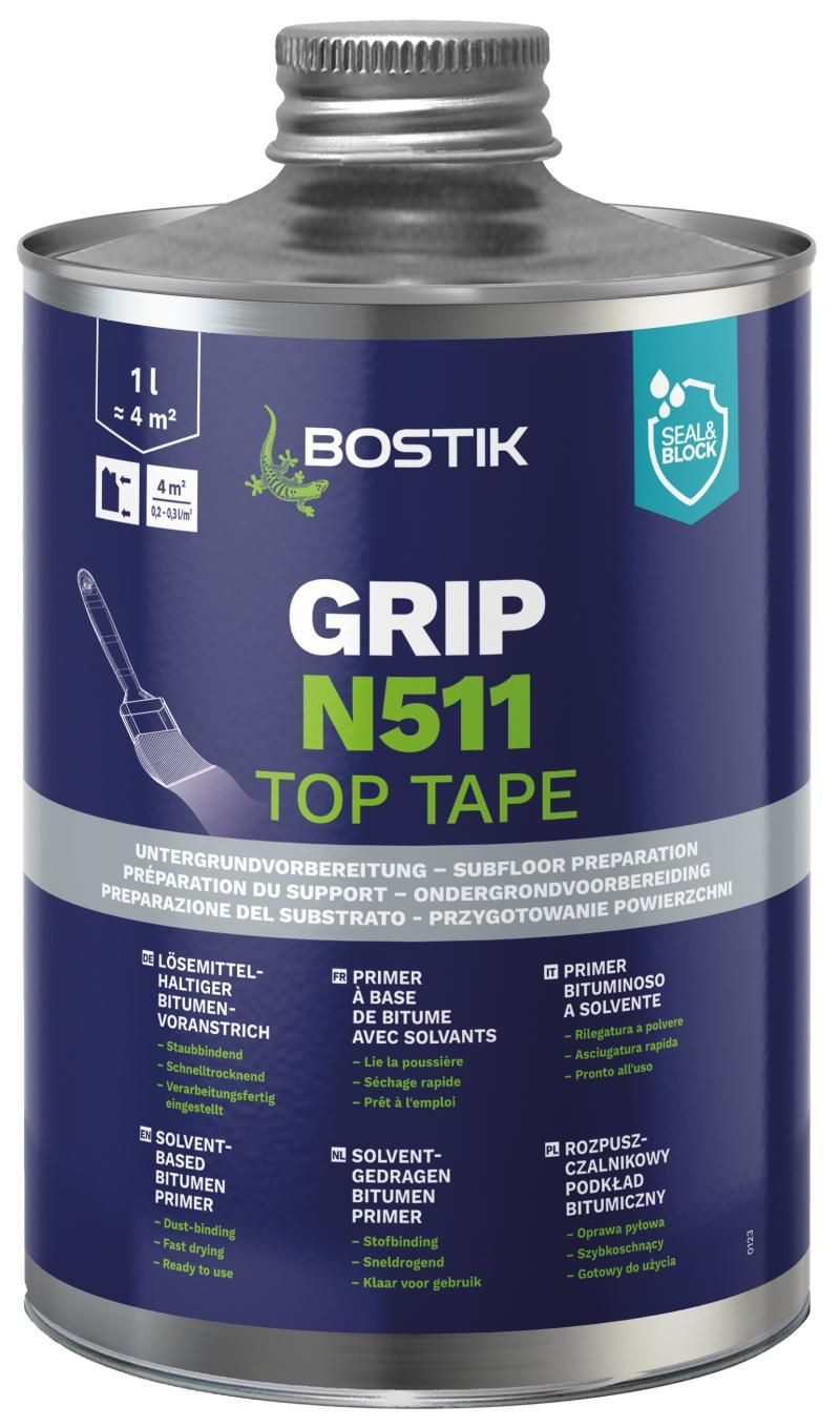 BOSTIK Wandgrundierung Bostik Grip N511 Top Tape Bitumöser Voranstrich 1000ml Dose, gebrauchsfertig
