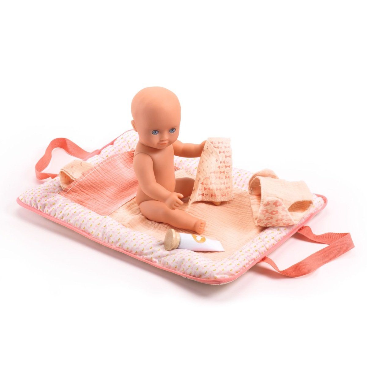 DJECO Puppen Wickeltasche POMEA Wickeltasche geöffnet Wickelauflage