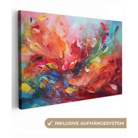 OneMillionCanvasses® Leinwandbild Ölgemälde - Kunst - Abstrakt - Farbenfroh, (1 St), Wandbild Leinwandbilder, Aufhängefertig, Wanddeko, 30x20 cm