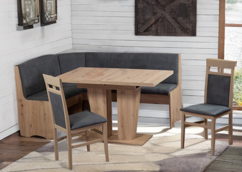 Stolebaenk Eckbankgruppe Duisburg Artisan Titanic Ibiza VE/VA, (Eckbankgruppe, 1 x Eckbank, 1 x Tisch, 2 x Stuhl)