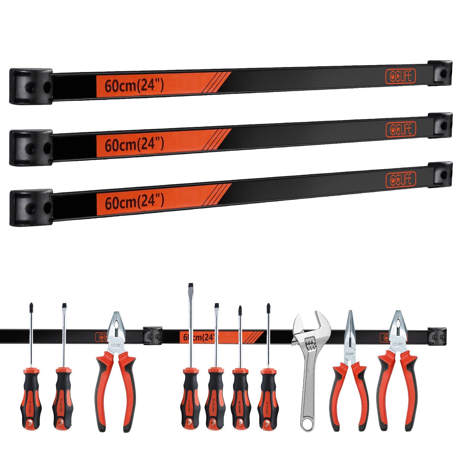 CCLIFE Lochwand Magnetleiste Werkzeughalter Halterung Magnet Werkzeugleiste, (2 x 37cm; 2 x 23cm)