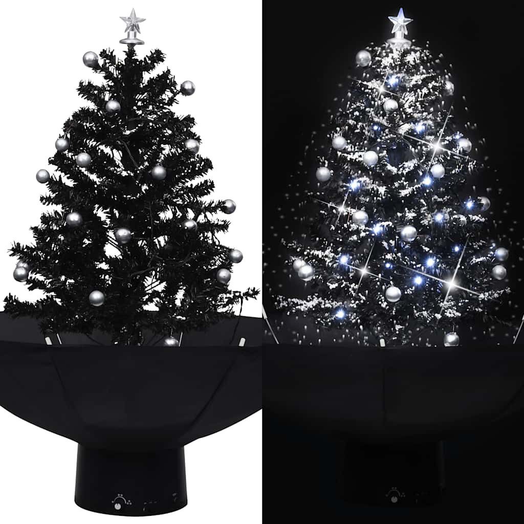 furnicato Künstlicher Weihnachtsbaum Schwarzer künstlicher Weihnachtsbaum 75 cm mit LED-Lichtern und, Deko-Baum mit Musik, Kugeln und integrierter Pumpe für Innenräume
