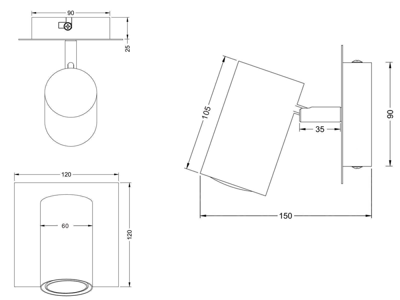 TRIO Leuchten LED Wandstrahler, Dimmfunktion, LED wechselbar, Warmweiß, innen kleine Lese-lampe Bett, Lichtspots Wand Treppenhaus, Höhe 15cm