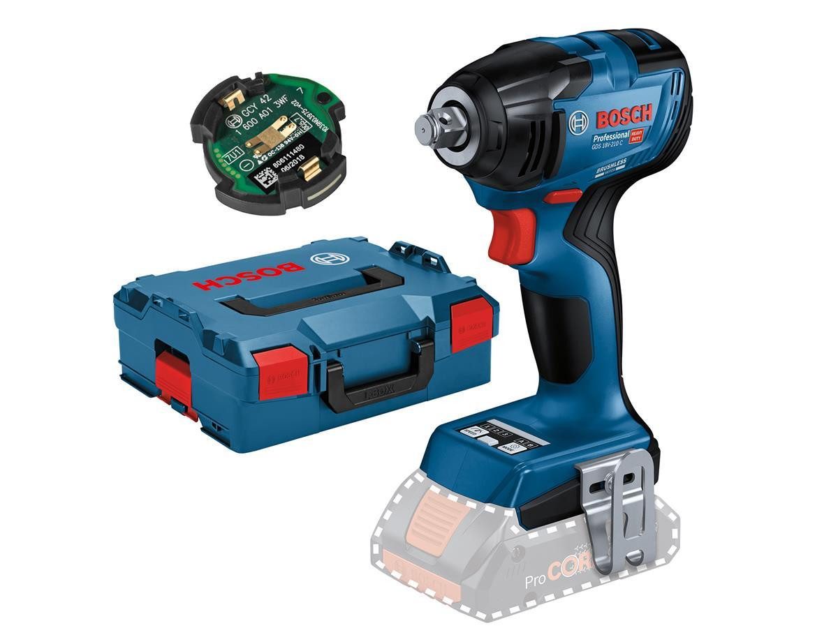Bosch Professional Drehschlagschrauber GDS 18V-210 C, 3400 U/min, 210 Nm, (Solo-Gerät mit Koffer und Bluetooth-Modul)