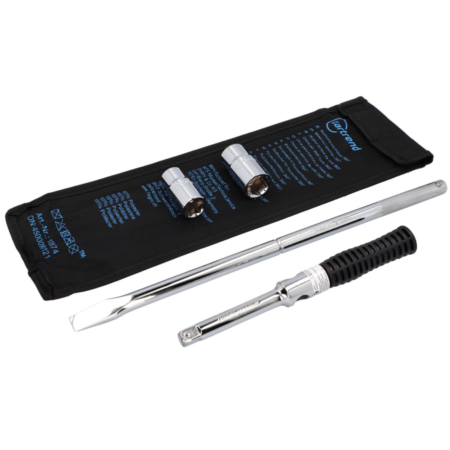 Cartrend Radmutternschlüssel Zündkerzen Werkzeug-Set 4-teilig 3/8" 16mm 21mm (Set, mit Tasche), Radschlüssel Radmutternschlüssel Teleskop Antrieb 17 19 21 23mm