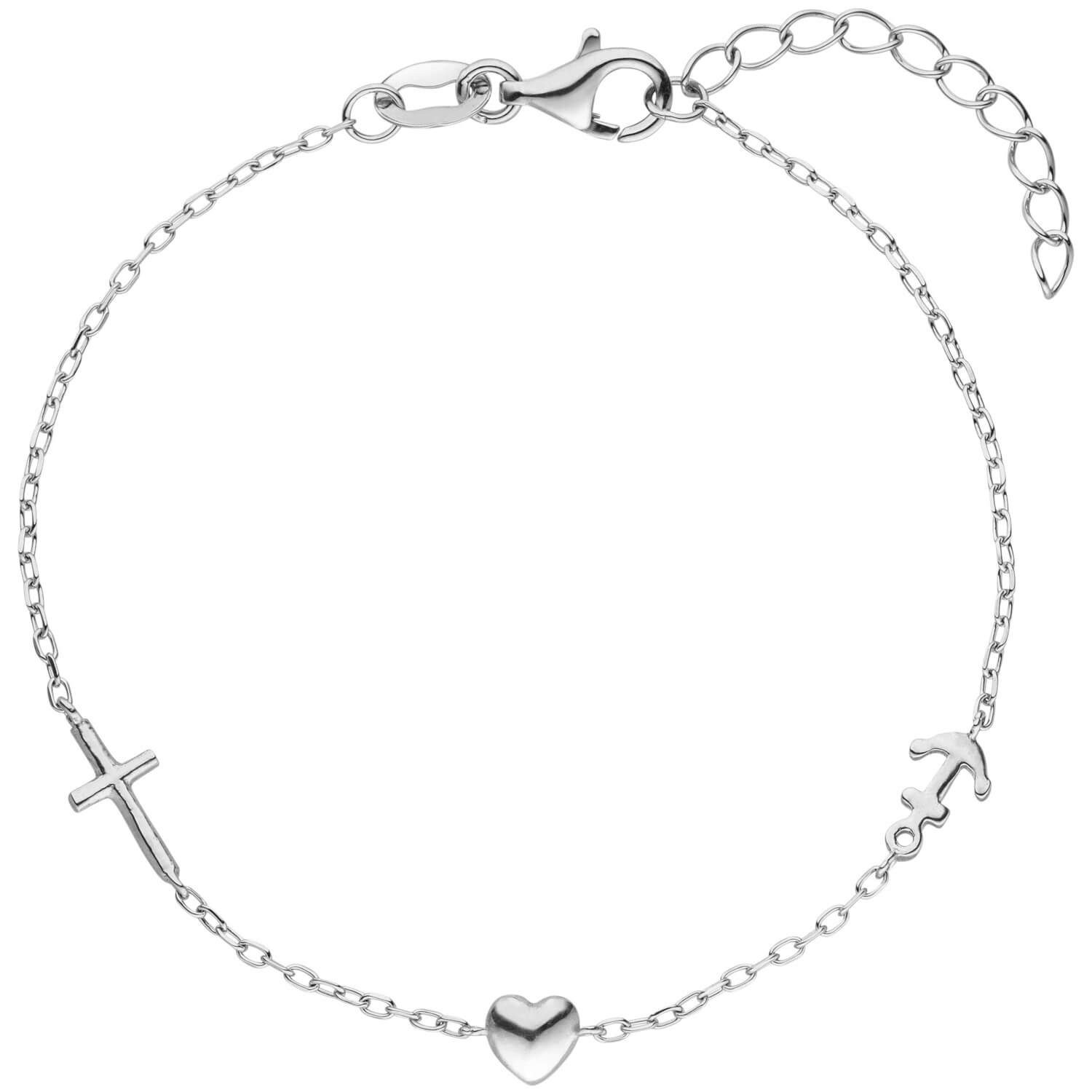 Schmuck Krone Silberarmband Armband Glaube Liebe Hoffnung aus 925 Silber, S günstig online kaufen