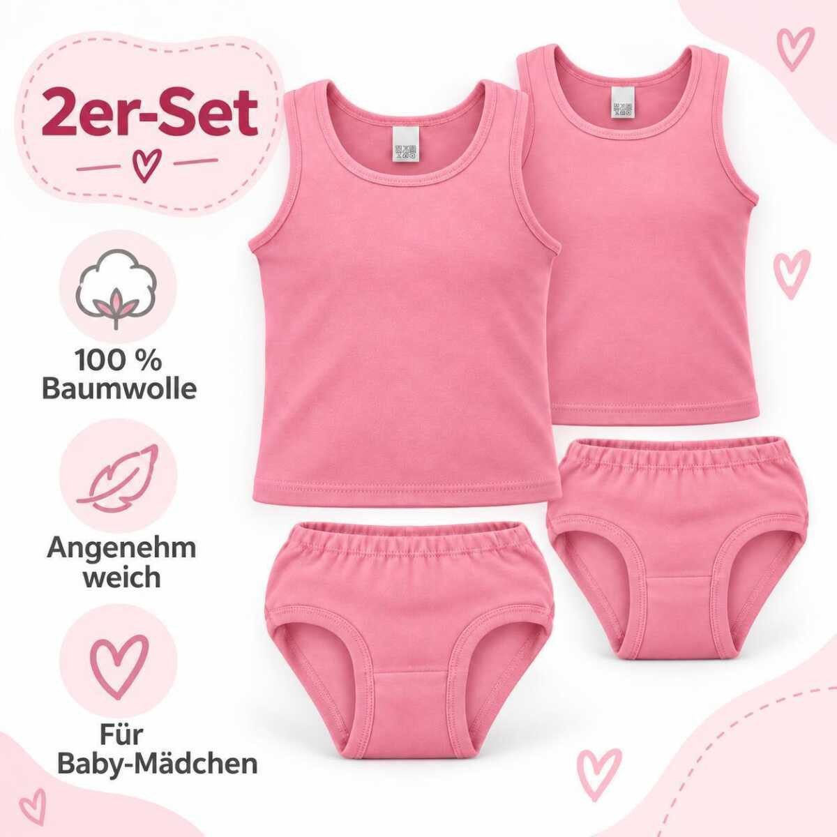 EloModa Unterhemd Kinder Unterwäsche-Set 4-teilig, 100 % Baumwolle, Unterhemd & Slip (4-St) 2 Kinder-Unterwäsche-Sets aus 100 % Baumwolle – Jungen/Mädchen – Bild 4 von 4