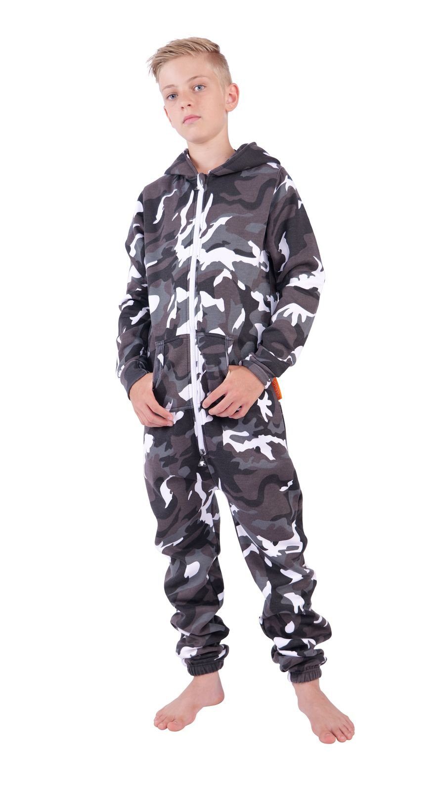 Fashion Schlafanzug Einteiler Füßen Fleece 62/68 Winter USA Strampler  camouflage Armee ZA1705703