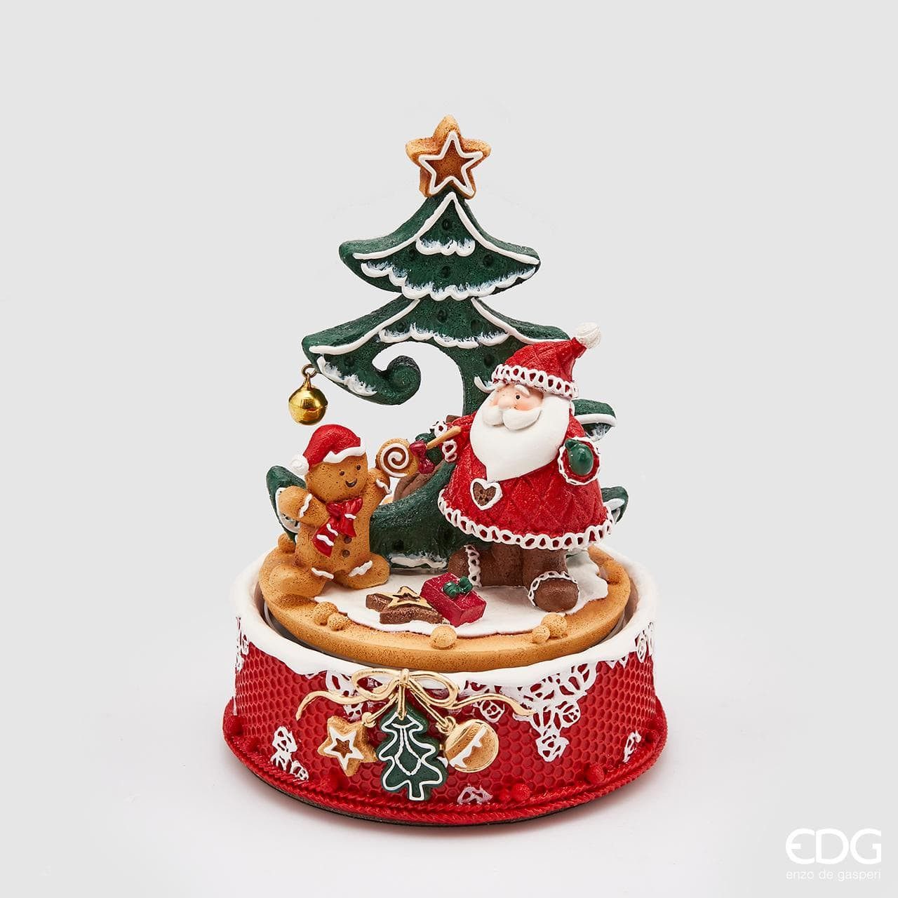 enzo de gasperi Dekoobjekt Spielzeugkarussell mit Musik, Weihnachtsmann und Bär - Handaufzug