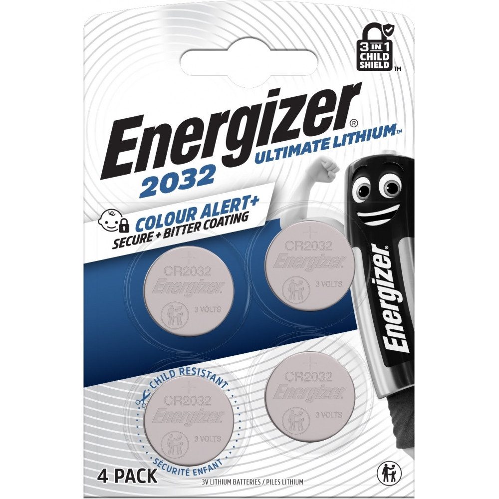 Energizer Energizer CR2032 Lithium 4er Knopfzelle Batterie Batterie, (3 V V), Langfristige Leistung garantiert