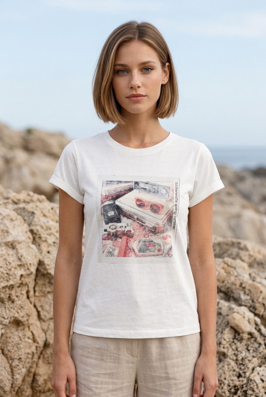 Zuckerwatte Print-Shirt 78193 aus 100% Baumwolle, modische Form