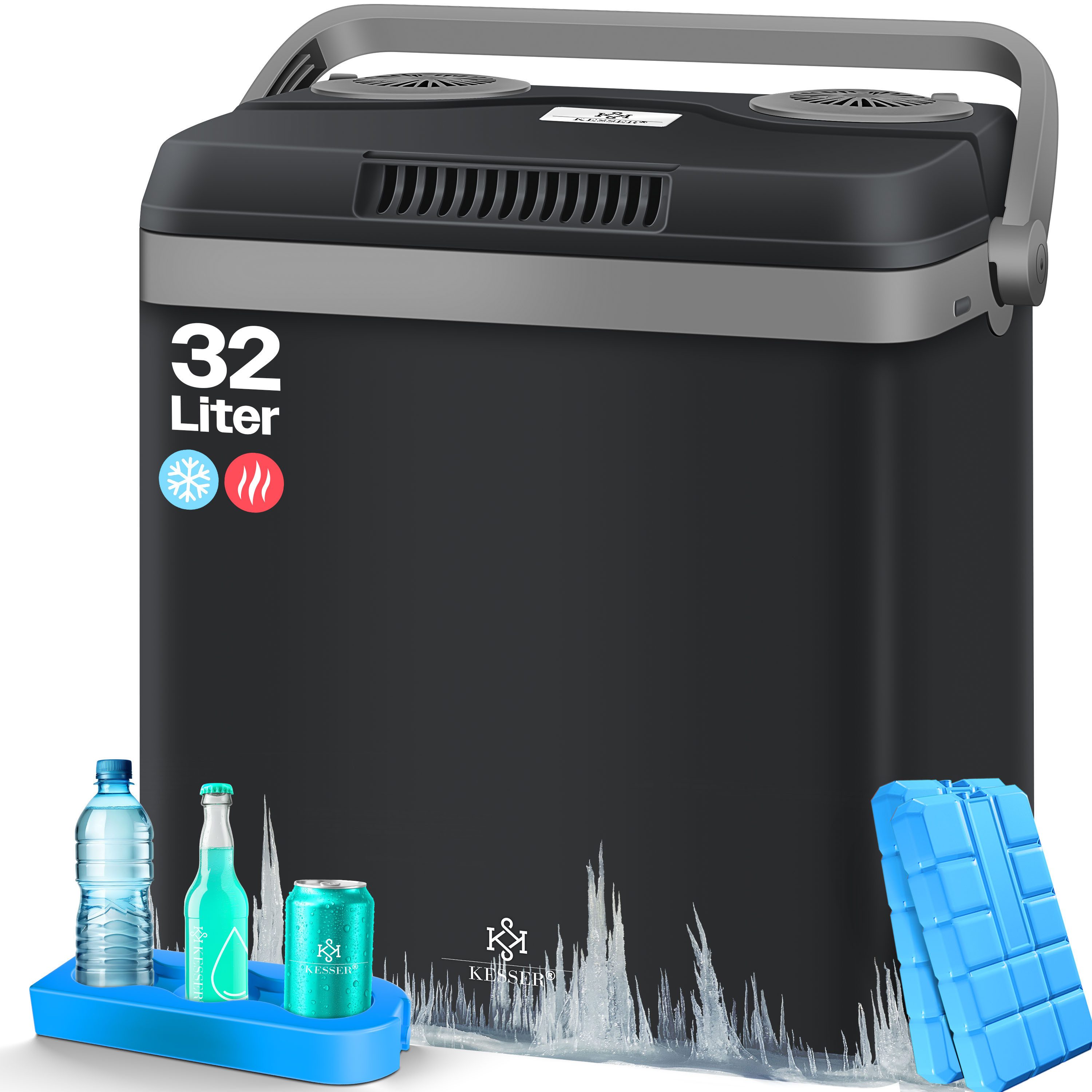 KESSER Kühlbox, 32 l, Thermoelektrische Kühlbox kühlt & wärmt 12V / 230V Mini-Kühlschrank