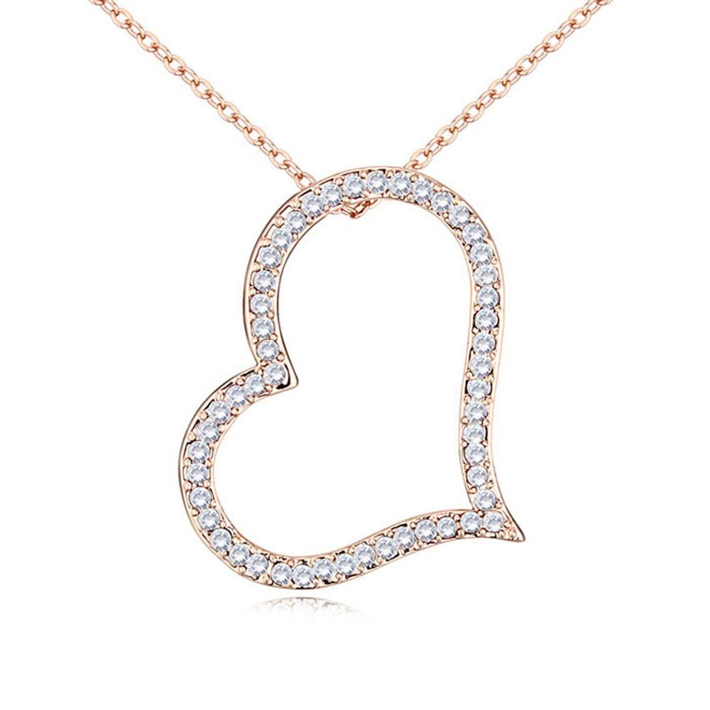 BUNGSA Ketten-Set Kette Herz Rosegold aus Messing für Damen (1-tlg), Halskette Necklace | Halsketten