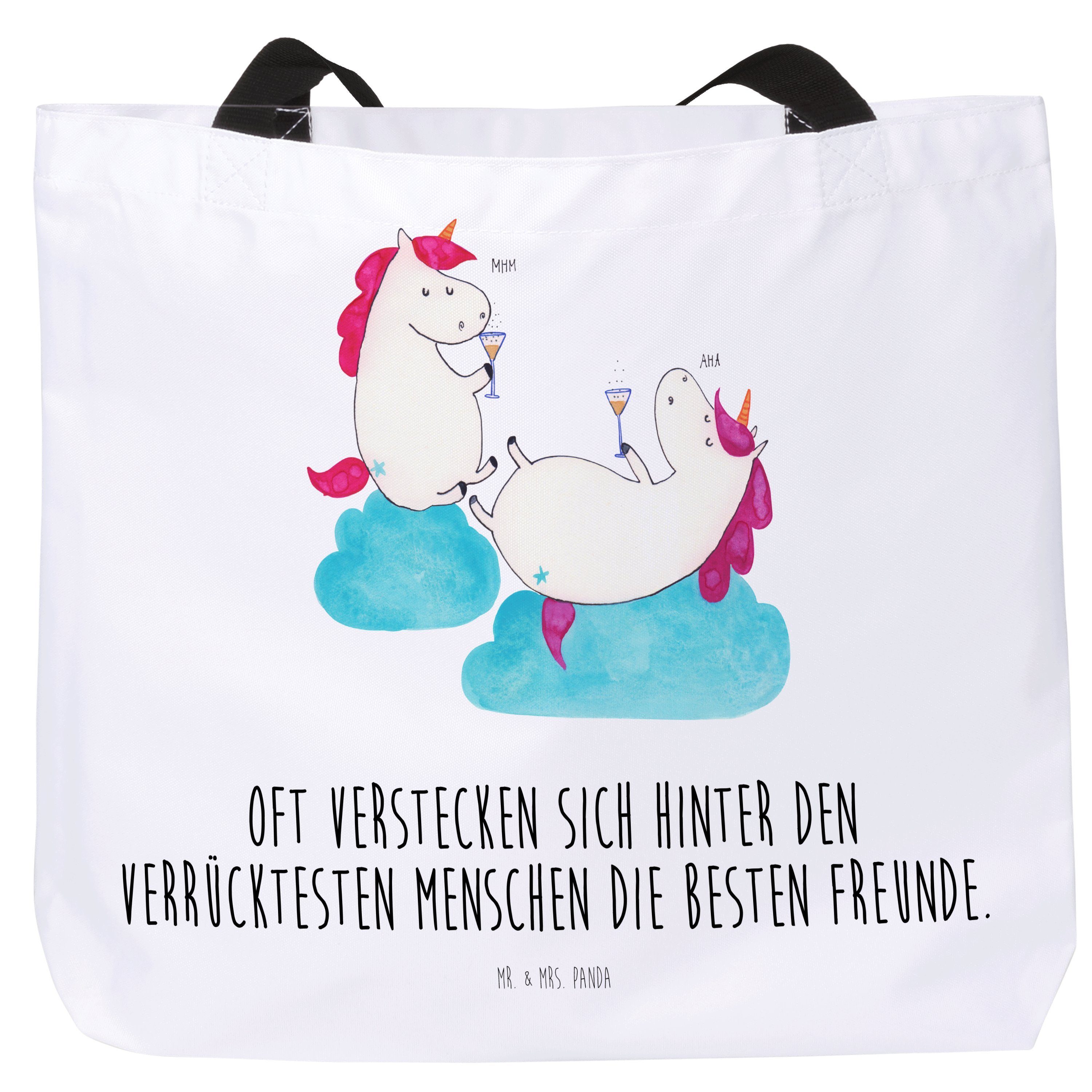 Mr. & Mrs. Panda Shopper Einhörner Sekt - Weiß - Geschenk, Strandtasche, Beutel, Schulbeutel, (1-tlg)