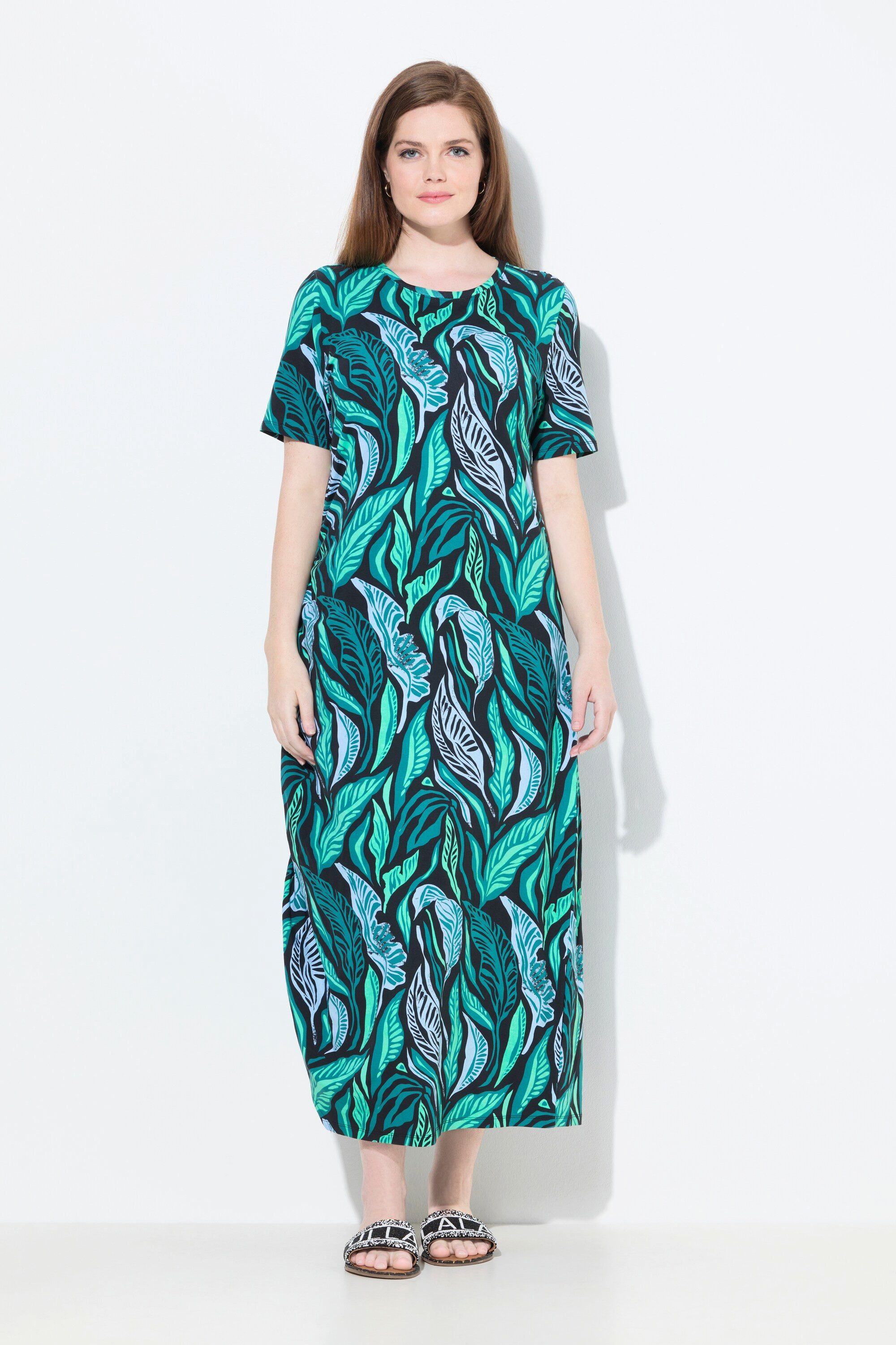 Ulla Popken Midikleid Maxikleid Dschungel Rundhals günstig online kaufen