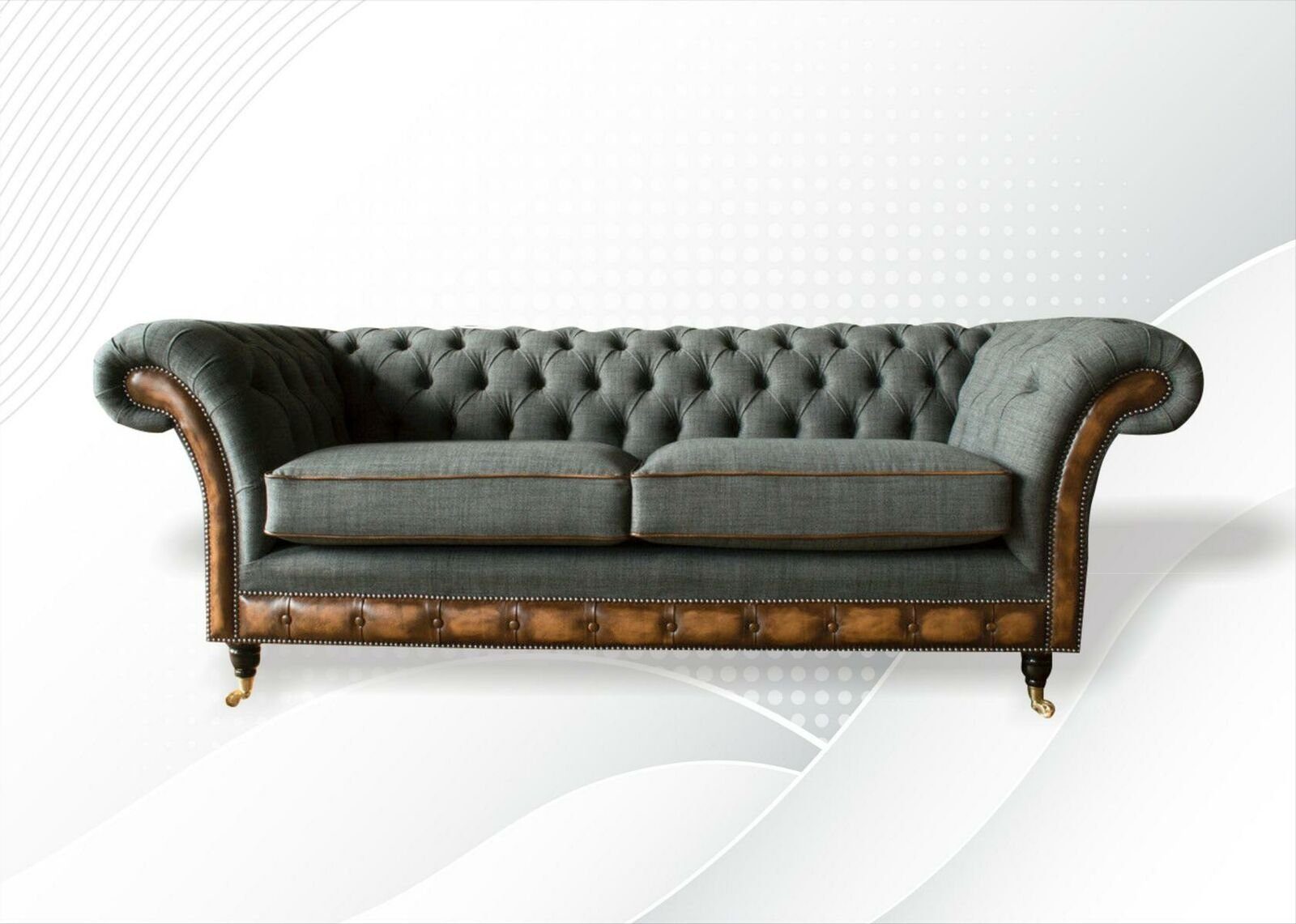 JVmoebel Chesterfield-Sofa grauer in Made Neu, Chesterfield Dreisitzer 3-er moderner Europe Stilvoller