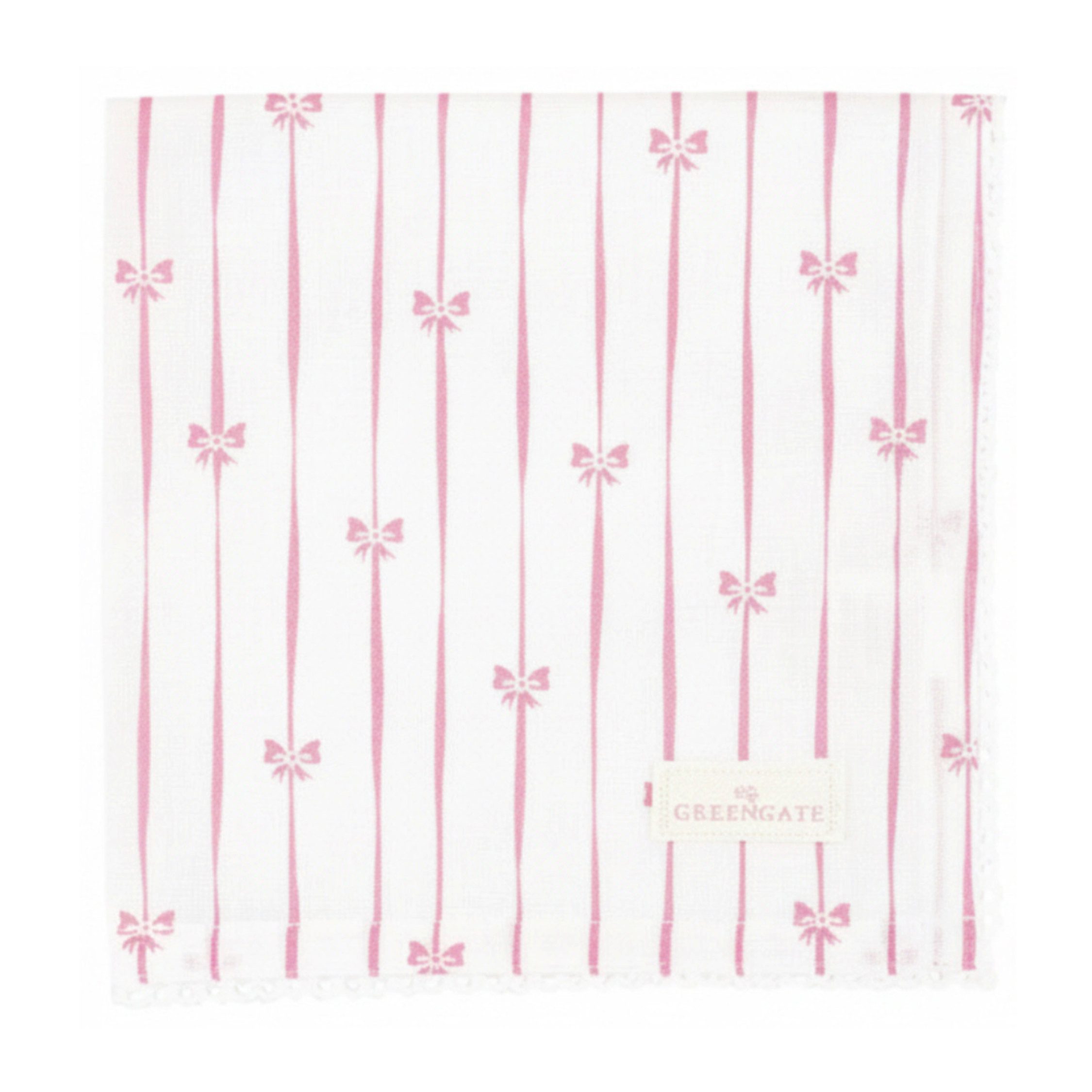 Greengate Stoffserviette GreenGate Stoffserviette Dolobella Rosa mit Spitze 40x40 cm