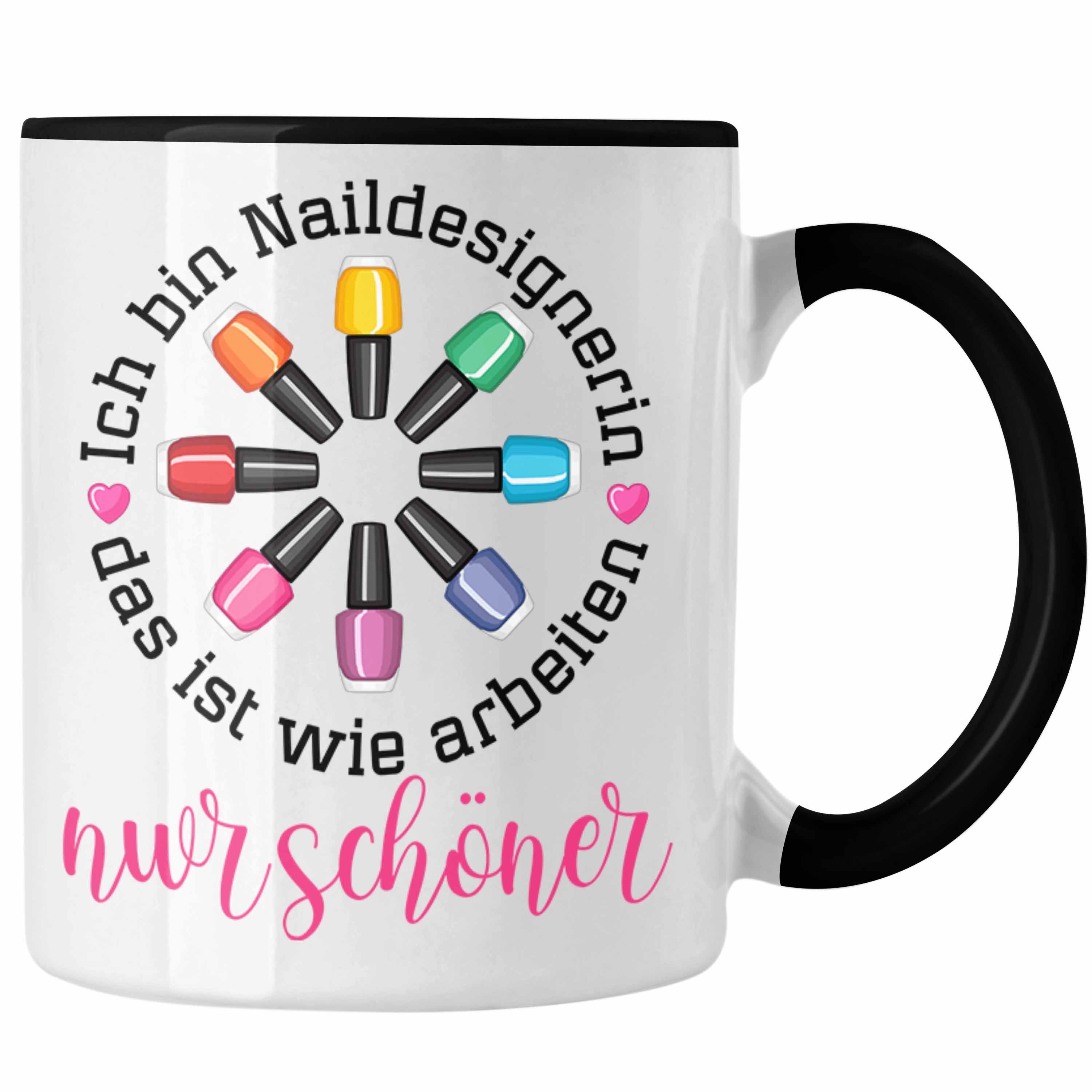 Nagelfee Naildesig Geschenk Nageldesignerin Tasse Kosmetik Schwarz Trendation Tasse Nagelstudio