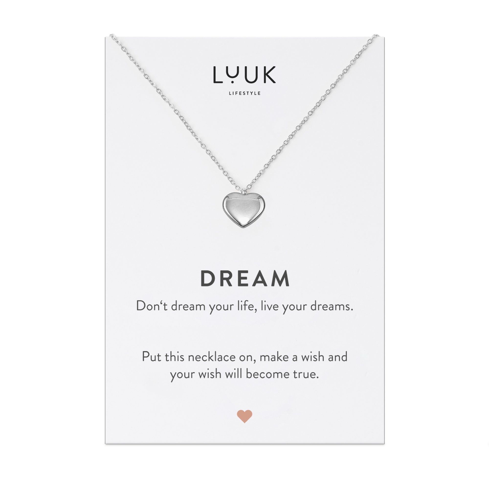 LUUK LIFESTYLE Kette mit Anhänger Herz, Geschenkidee für Frauen, Liebesbeweis, Symbol der Treue