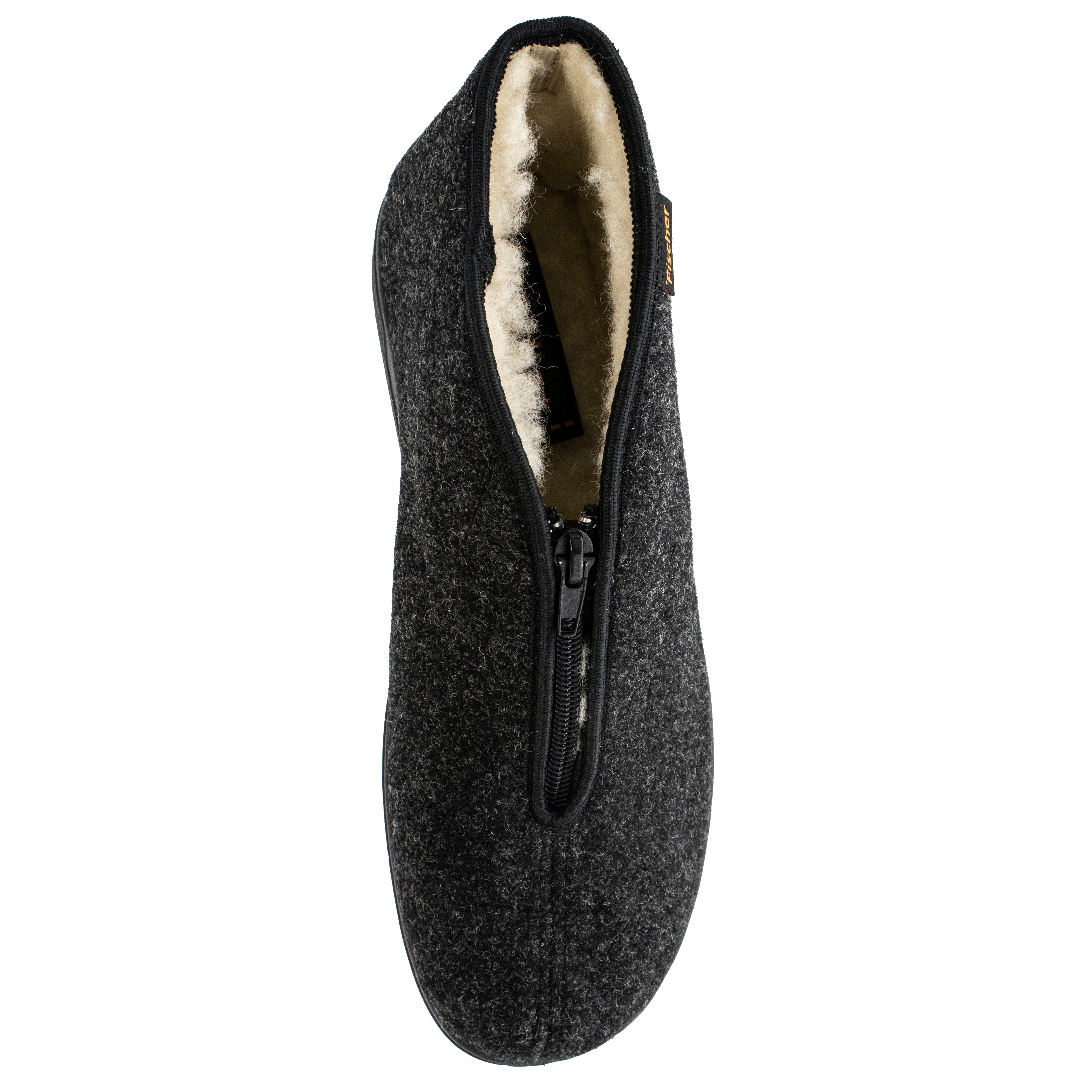 Fischer-Markenschuh Frank Hausschuh Wollfilz, Schurwollfutter, Reißverschluss