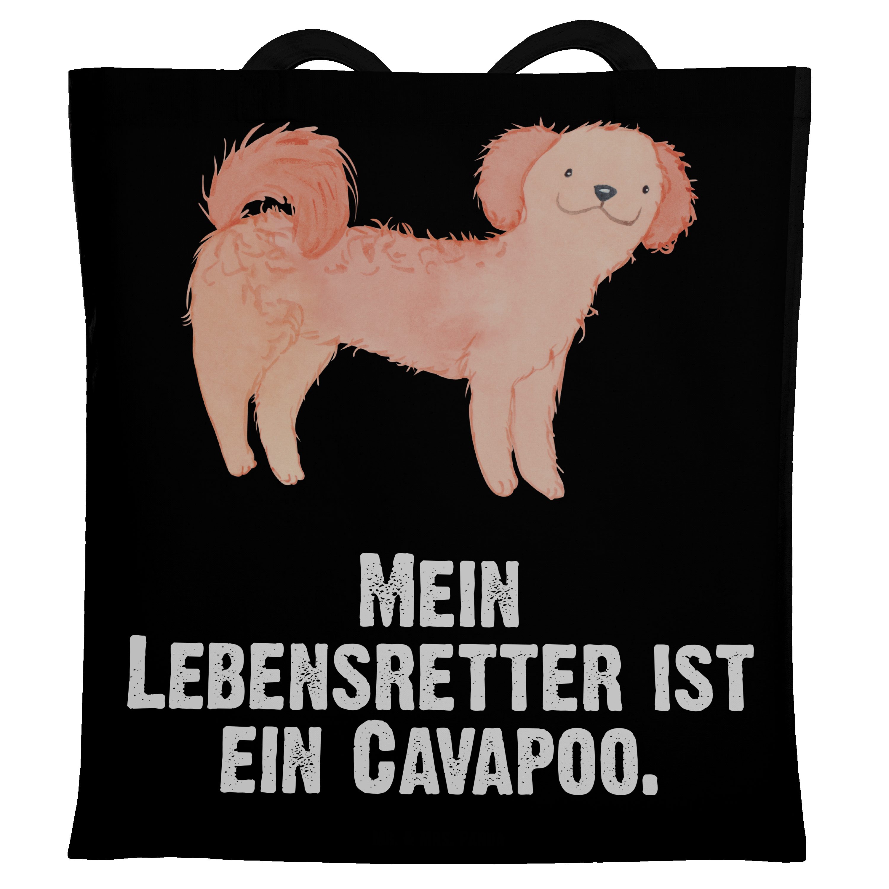 Mr. & Mrs. Panda Tragetasche Cavapoo Lebensretter - Schwarz - Geschenk, Beuteltasche, Hundebesitze (1-tlg)