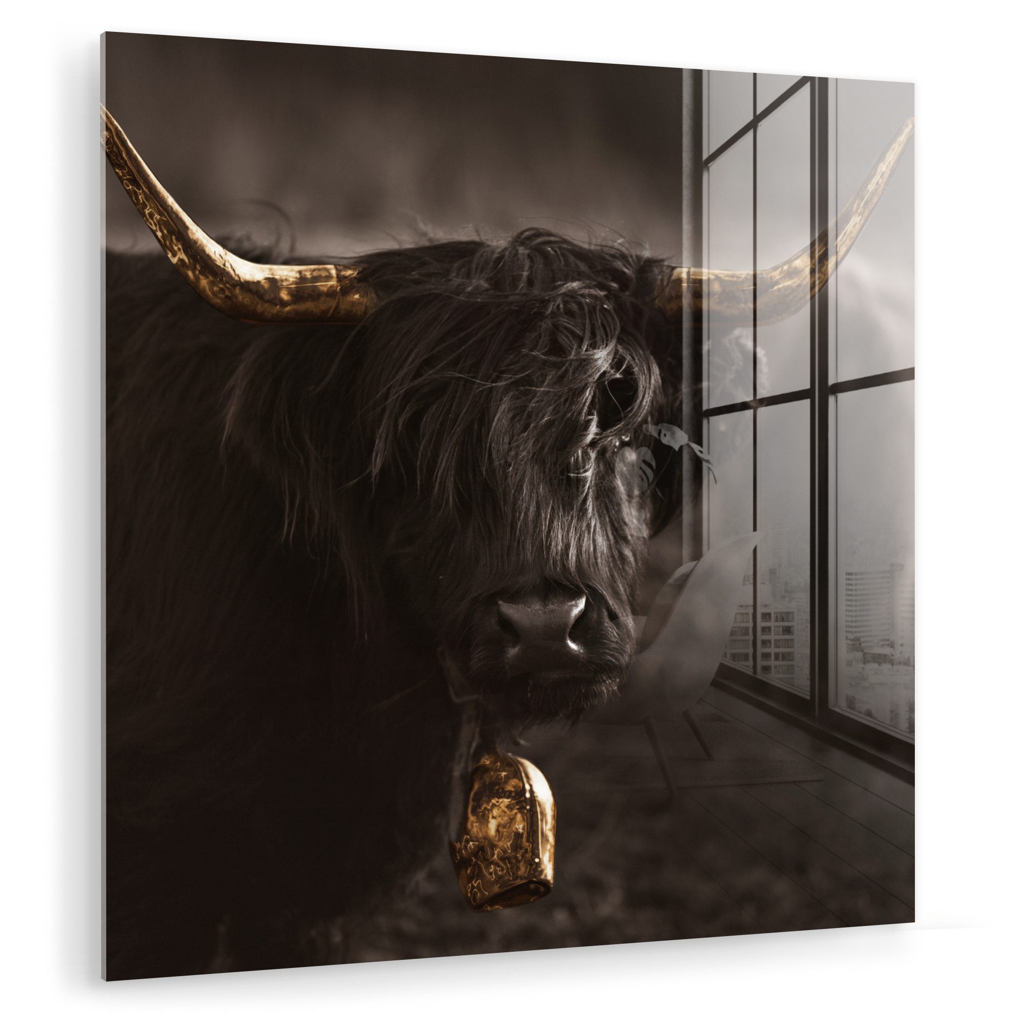 MuchoWow Acrylglasbild Schottischer Highlander - Gold günstig online kaufen