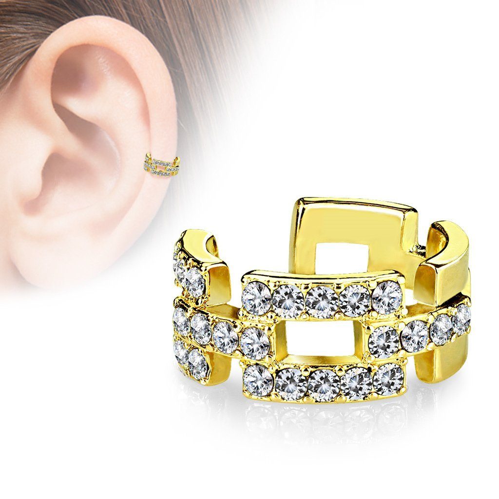 BUNGSA Ohrklemme Ohrklemme Kristalle Gold aus Messing Unisex (1 Stück, 1-tlg), Ohrschmuck Ohrringe