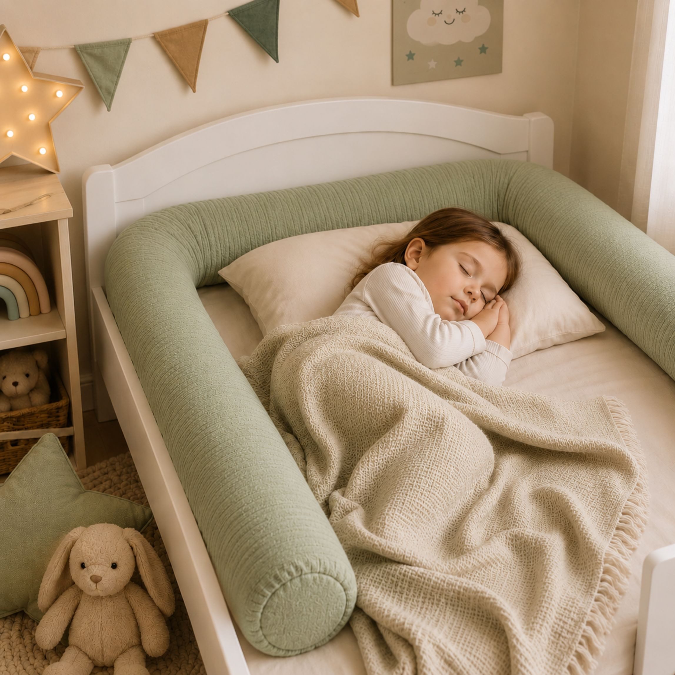 Babymajawelt Bettrolle Bett Nestchen Schlange, Wickeltischumrandung Waffel, Lagerungshilfe im Schlaf, Sitzen, Liegen oder Entspannen. Made in EU