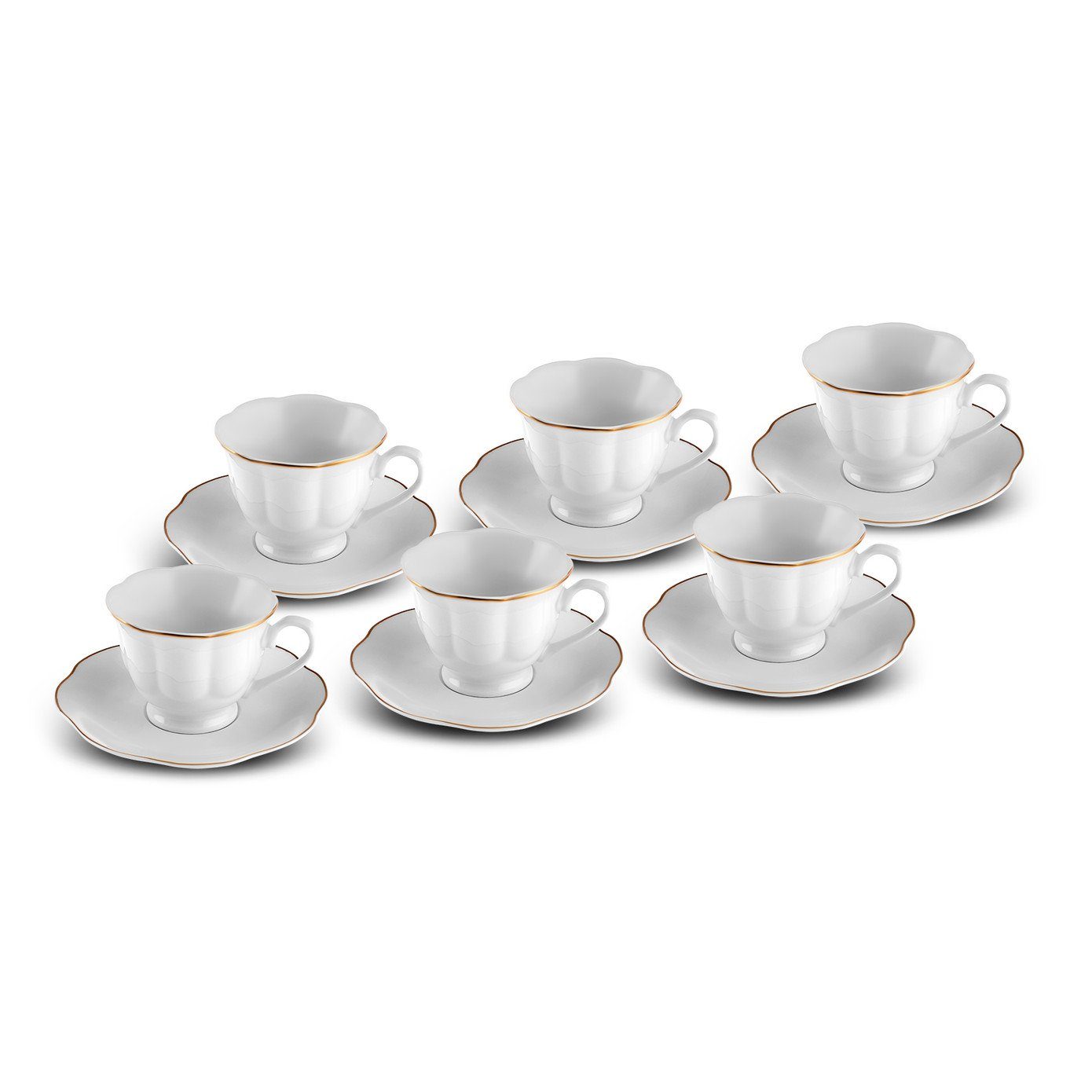 Karaca Kaffeeservice Bell Kaffeetassen-Set, 6 Personen, 90 ml