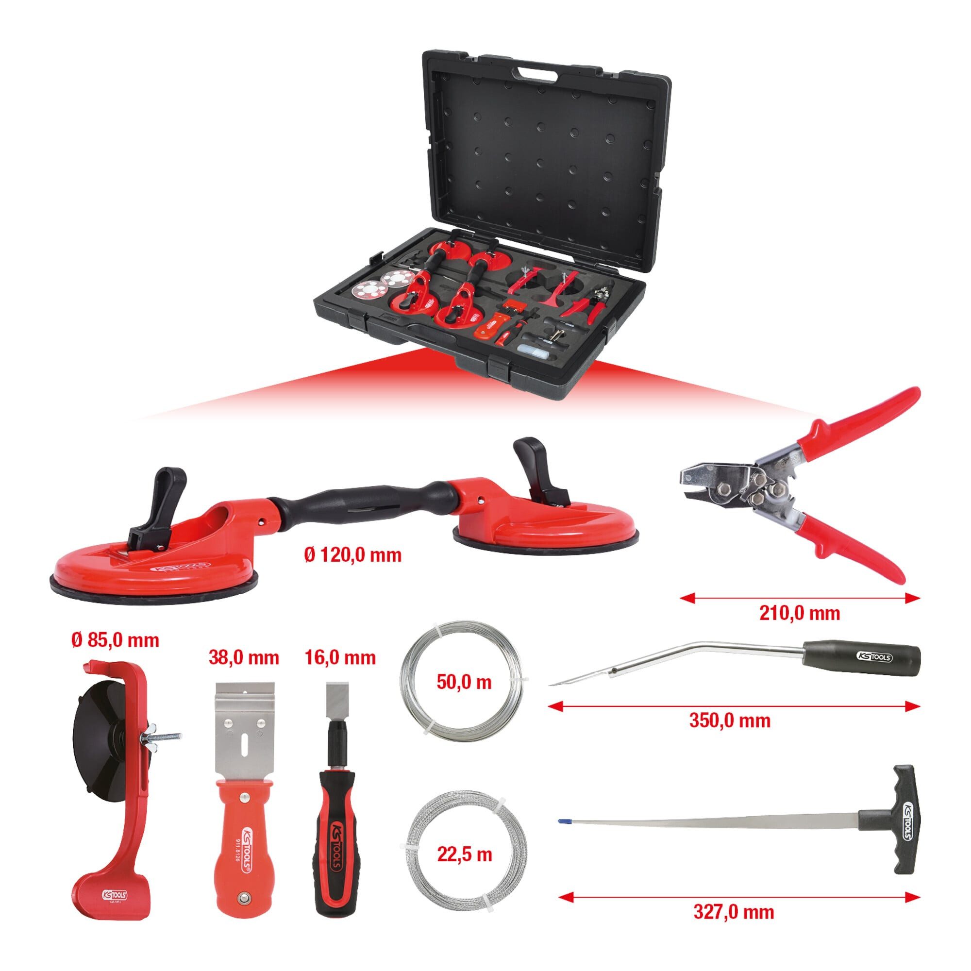 KS Tools Karosseriescheibe KS Tools MASTER Scheiben-Montage und Demontage-Satz, 13-teilig
