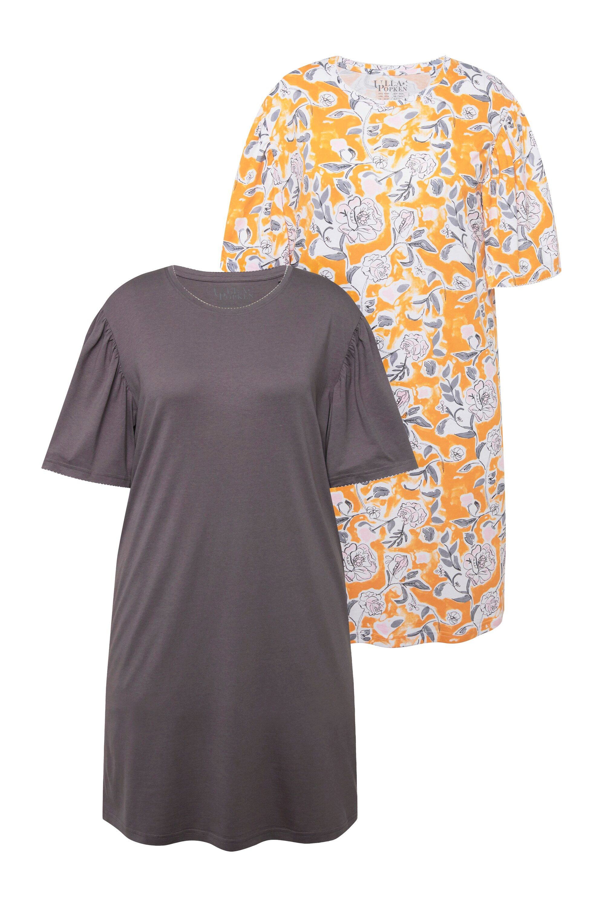 Bigshirt Bigshirts 2er-Pack Blüten U-Boot-Ausschnitt
