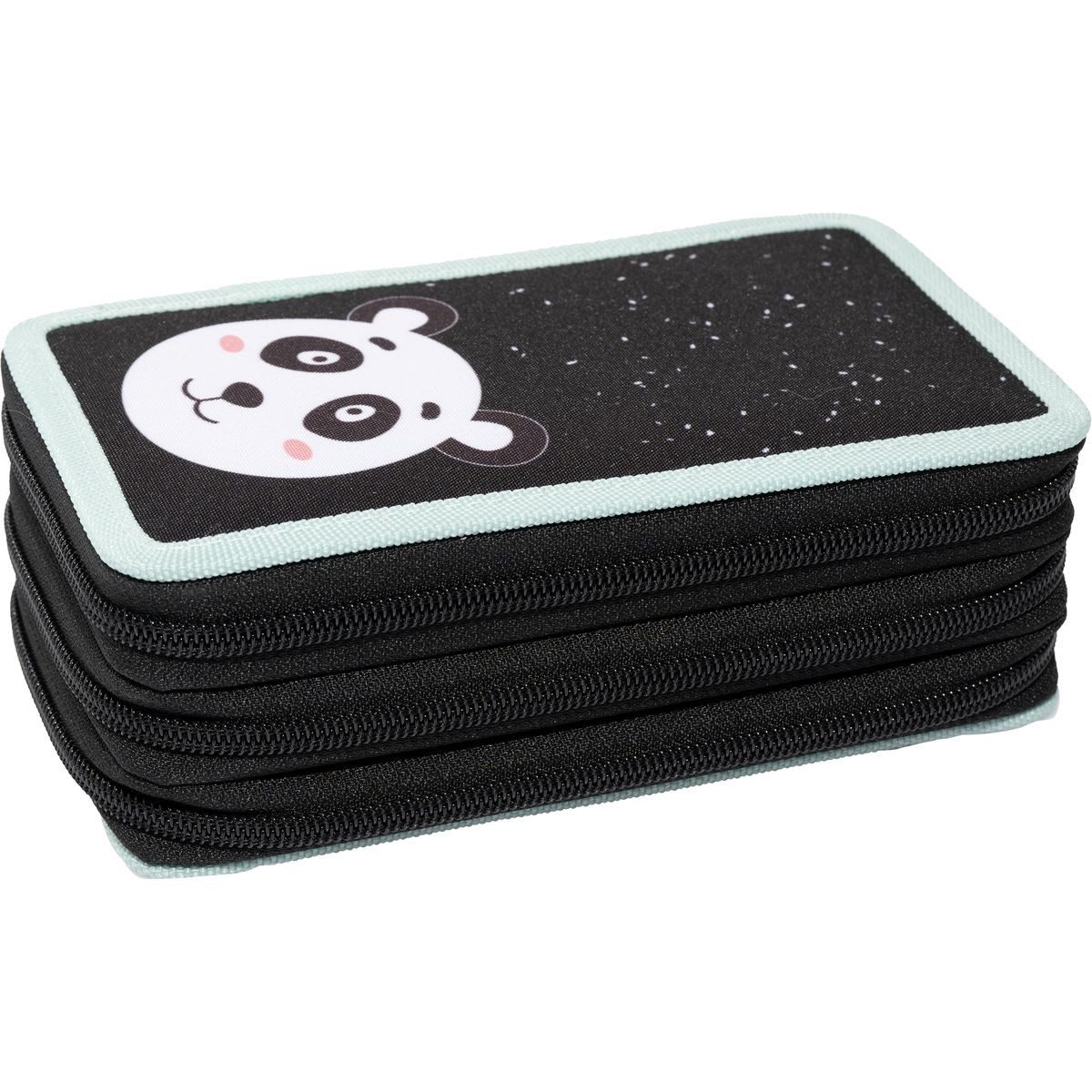 Eberhard Faber Federtasche EBERHARD FABER Schüleretui Triple Decker Panda gefüllt schwarz/weiß