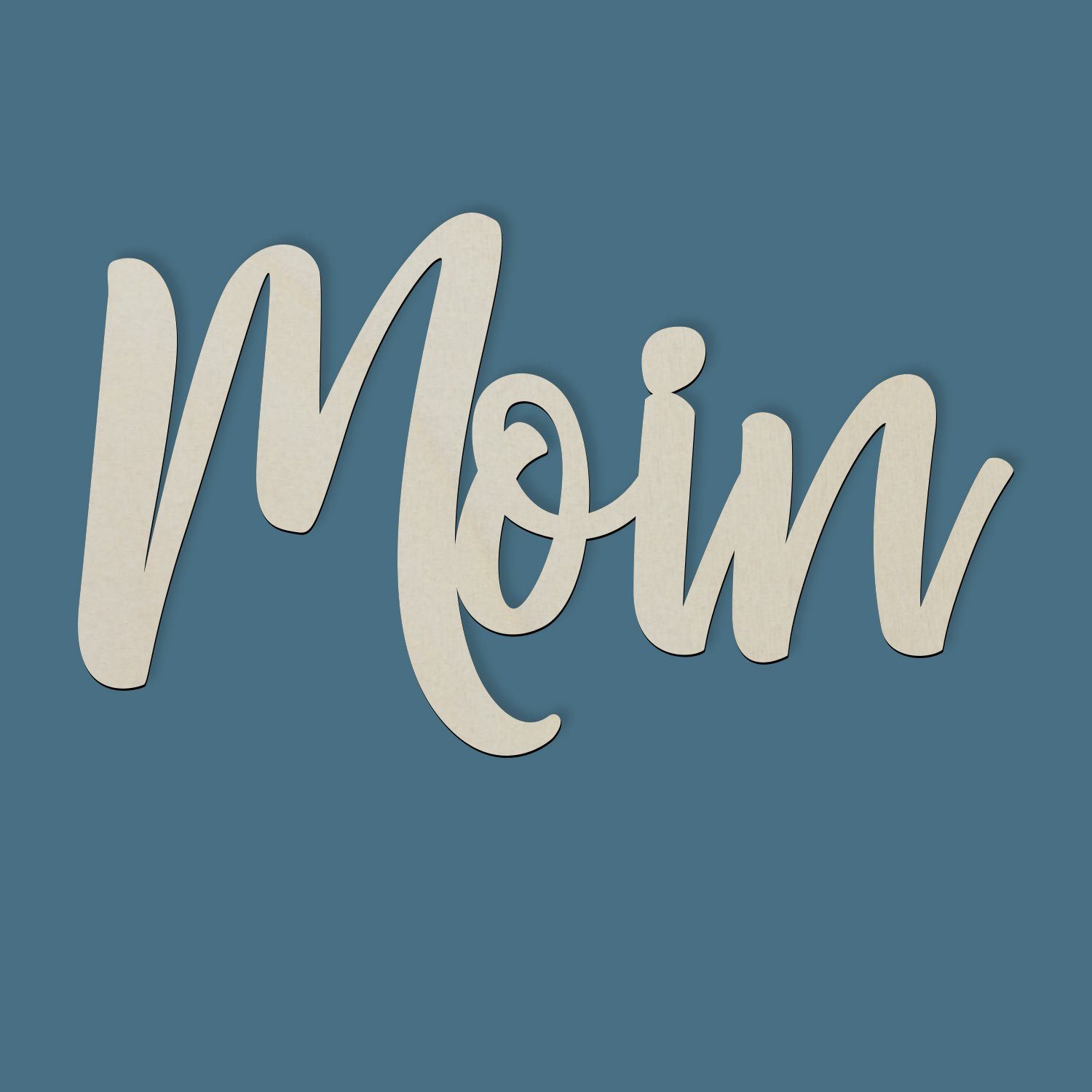 Wanddekoobjekt Wandbild Schriftzug "Moin" Text aus Holz, Wandtattoo