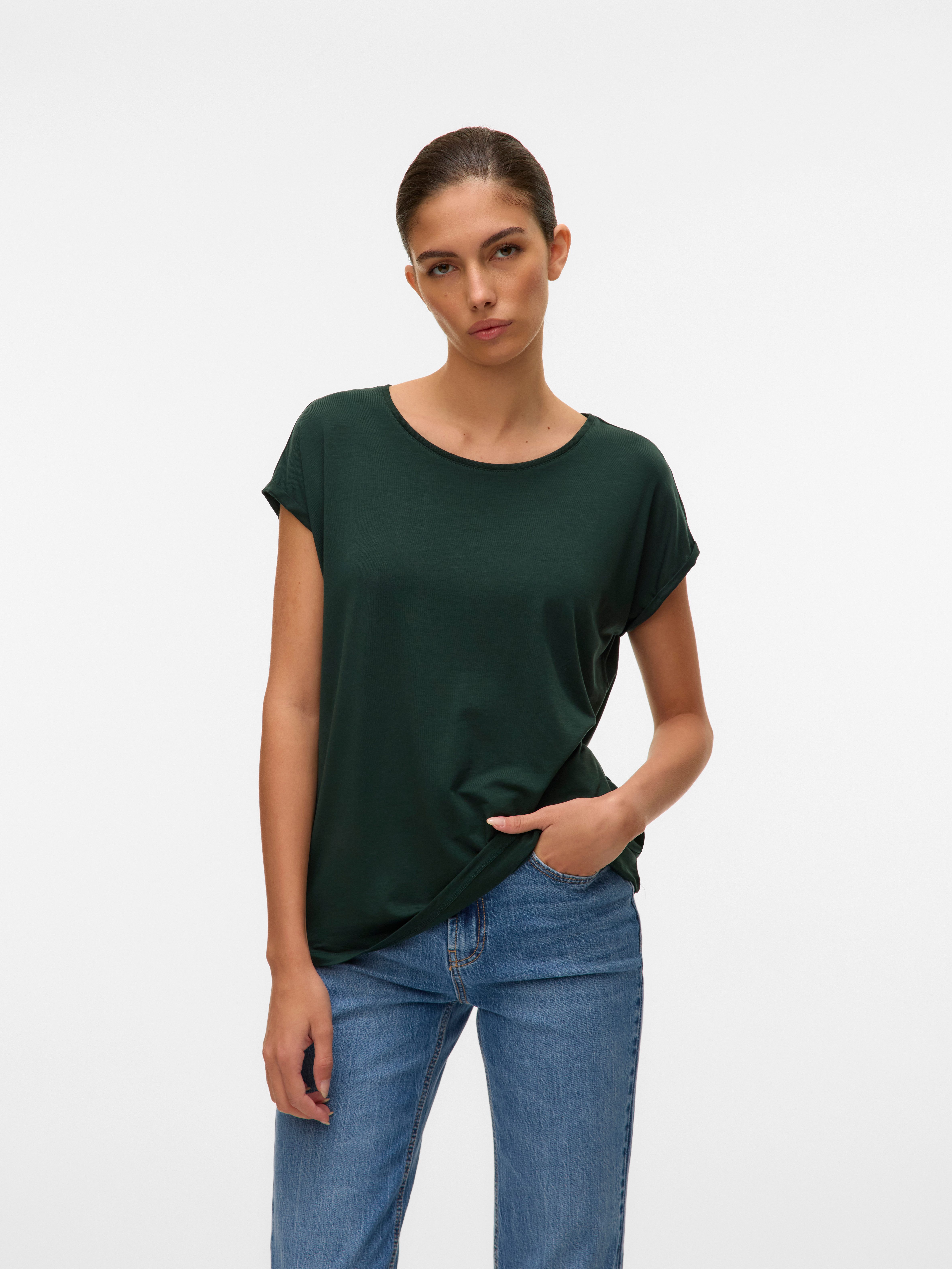 Vero Moda Rundhalsshirt VMAVA PLAIN SS TOP GAJRS NOOS Materialmix, regular günstig online kaufen