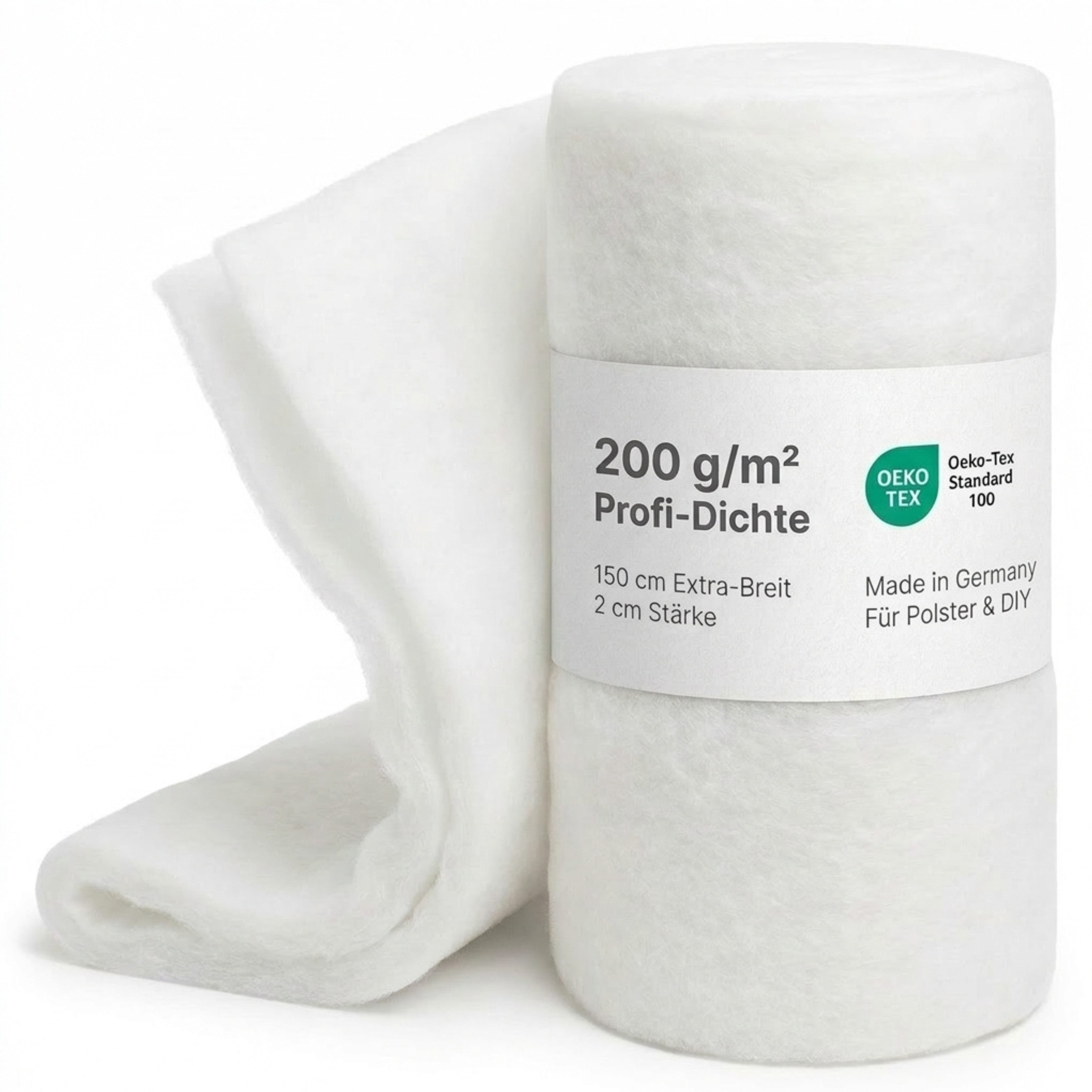 Heiro Stoff Polster Vlies Watte Weiss 150cm breit 200 g/m² Meterware, Meterware - Breite: 150