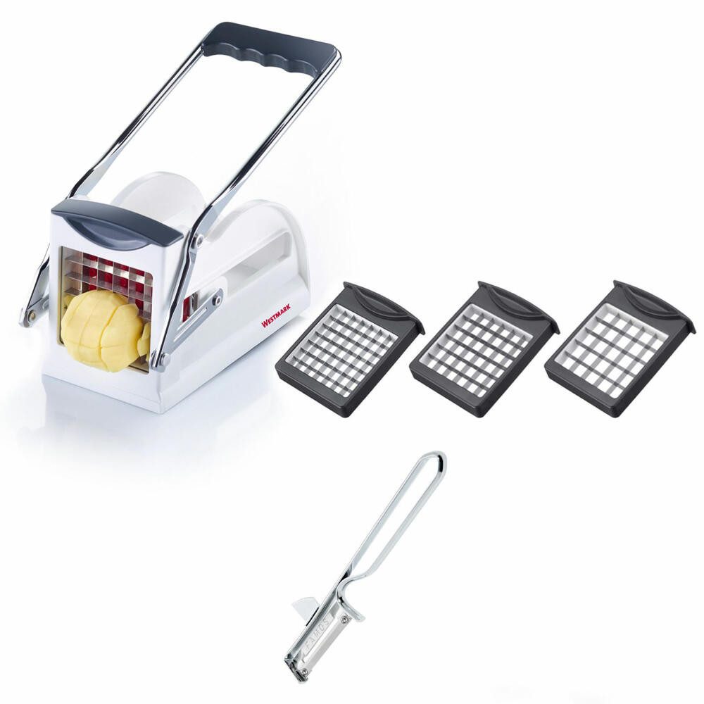 WESTMARK Pommesschneider mit Kartoffelschäler, 2tlg. Set, Stiftler mit 3 Schneideinsätzen