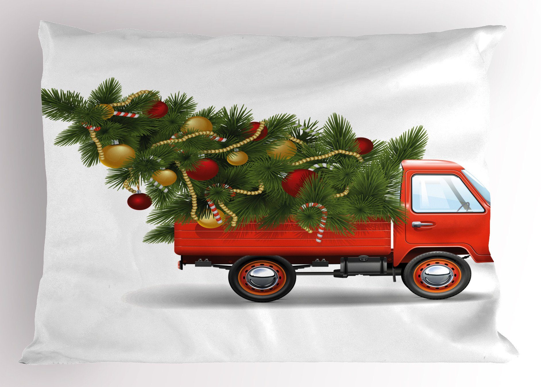 Kissenbezüge Dekorativer Standard King Size Gedruckter Kissenbezug, Abakuhaus (1 Stück), Weihnachten Weihnachten LKW und Baum