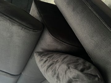 Home Collective Ecksofa Schlafsofa Recamiere rechts oder links bestellbar, schwarze Holzbeine, mit modischem Cordbezug, 236 cm Gesamtbreite Grau Anthrazit,linke Ecke