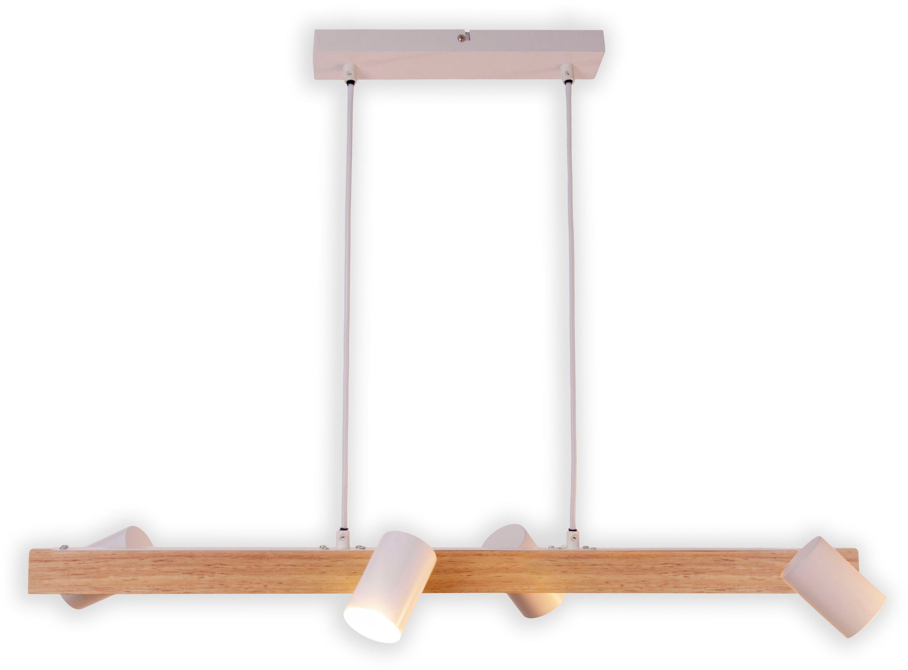 näve Pendelleuchte Frida, ohne Leuchtmittel, Material Metall/Gummibaum, Farbe natur/weiß, exkl. 4xGU10 max. 40W