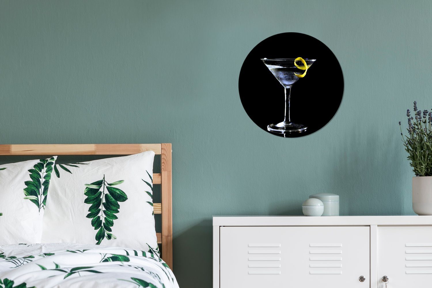 cm Martini Rundes mit Wandbild, Gemälde auf Wohnzimmer, Kreis MuchoWow Hintergrund, schwarzem 30x30 (1 Forex, Wanddekoration Zitronenspitze St),