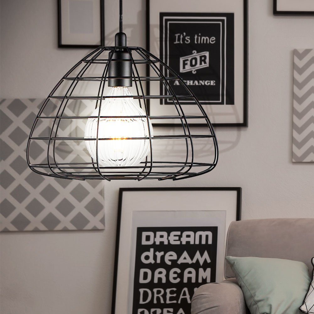 Design Pendel Lampe Gäste Zimmer Hänge Decken Leuchte Beleuchtung schwarz rund 