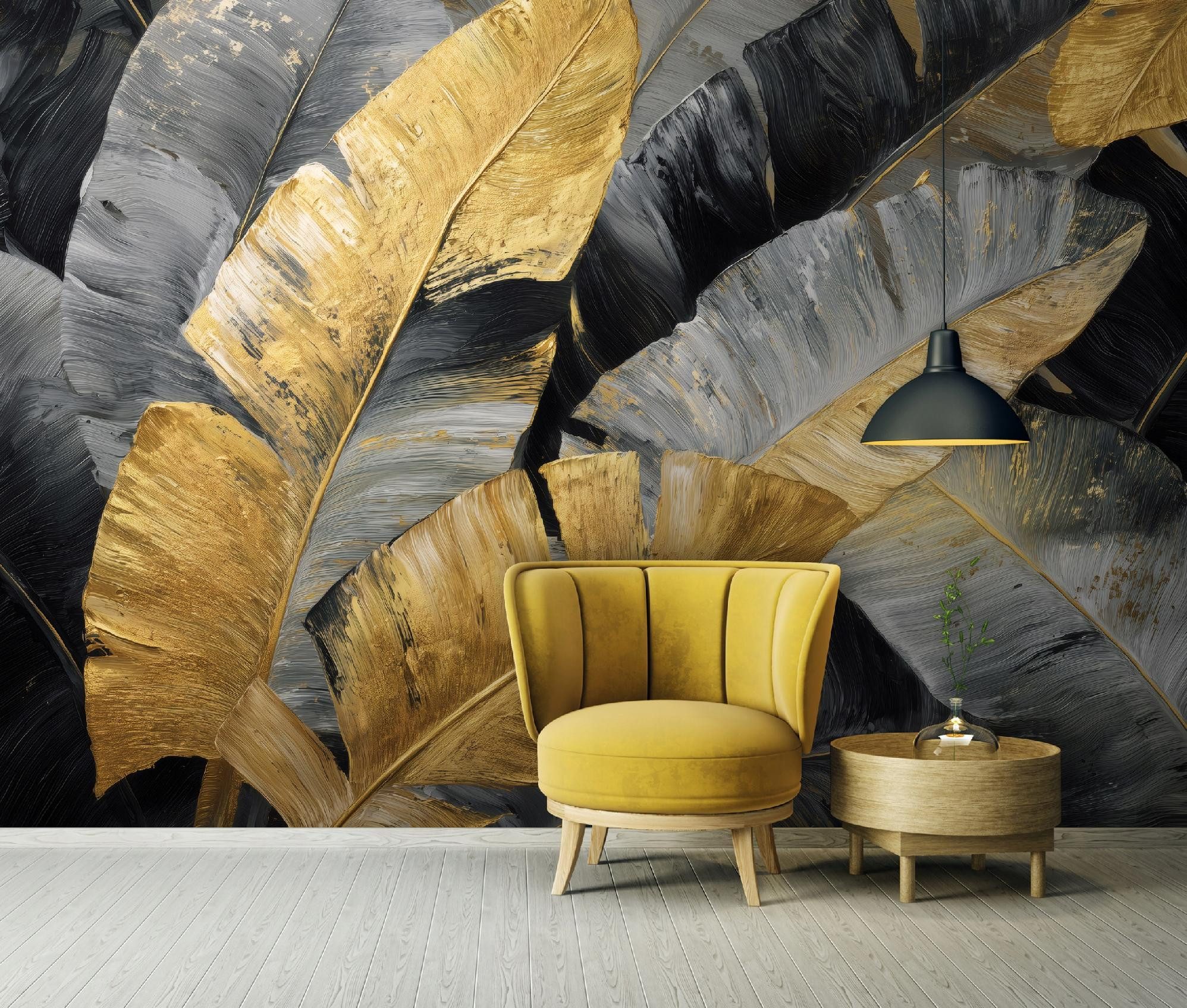 Wallarena Fototapete Bananenblätter einfache Anbringung lichtecht Schlafzimmer 300x210 cm, glatt, 150 x 105 cm