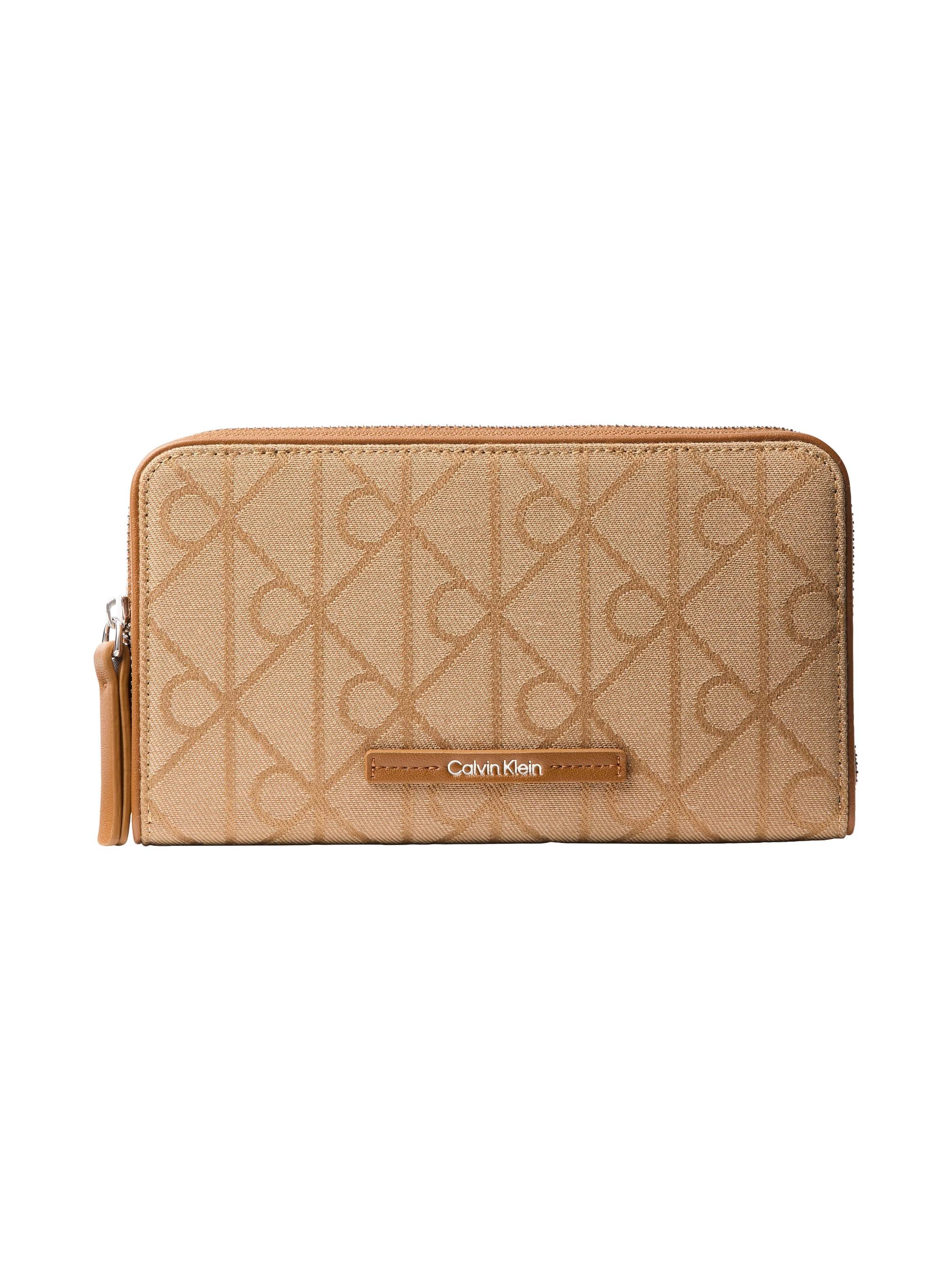 Calvin Klein Geldbörse EMBLEM AOP JCQRD PASSPORT WALLET, Damen Geldbeutel, Portemonnaie mit Reißverschluss
